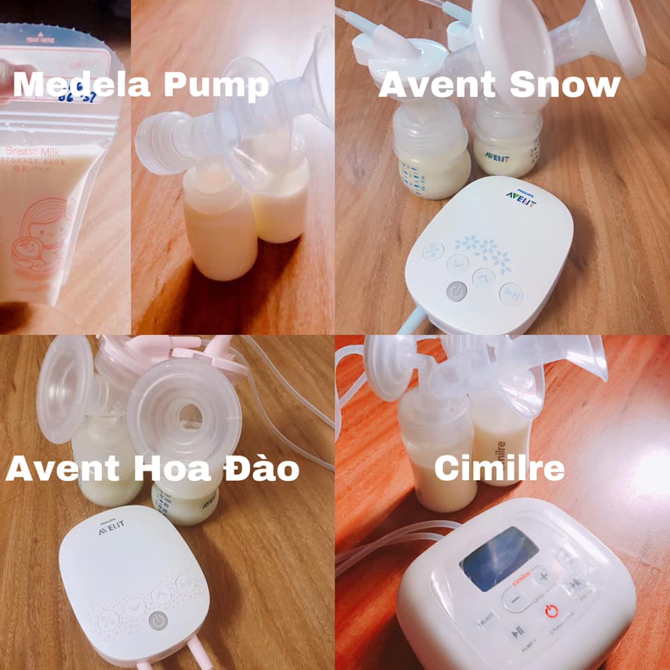REVIEW MÁY HÚT SỮA
E đã dùng cũng kha khá các loại máy hút sữa từ cao cấp đến bình dân như Medela, Avent Hoa Tuyết, Avent Hoa Đào và giờ là Cimilre S5 
🍼ĐẦU TIÊN SẼ AVENT SNOW: 
➕Ưu điểm :
1. Ấn tượng đầu tiên là: Ôi đẹp lắm ấy :)) nhỏ gọn với thiết kế màu trắng trông rất sang chảnh luôn :))
2. Về lực hút : Snow hút sâu và cạn sữa, nhẹ nhàng kinh khủng, thậm chí nhẹ hơn lực mút của bé nhà em nữa ý, ko hề cgiac đau luôn 👏🏻
3. Đệm massage hình cánh hoa, không hề kéo hay hằn như medela pump nhưng vẫn hơi đau ạ
4. Màn hình sáng thuận tiện hút ban đêm không cần bật điện hay phải rọi đèn. Có cả hiển thị phút hút , tạm dừng , hút/massage chỉnh tuỳ ý. 
5. Dây hút được bịt 2 đầu ko lo bụi bẩn như dòng medela 
➖Nhược điểm : 
1. Vệ sinh em này theo mình là quá lỉnh kỉnh, vì mỗi lần mình hút sữa xong cữ nào lại lách cách đi rửa và tiệt trùng đôi lúc phát ngại lên í 😭😭😭
2. Phễu hút hơi nặng, mỗi lần sử dùng với áo hút sữa rảnh tay có phần bất tiện, không ôm sát, khó sử dụng. Nhiều khi hút xong đặt bình xuống phễu nặng quá đổ bình đổ cả sữa ra ngoài 😭 
3. Nếu đầu ti hơi to thì không nên dùng em này vì sẽ bị chật ních. Nhỏ lại gây đau mà to quá thì ko dùng đk 😖
🍼TIẾP ĐẾN LÀ MEDELA PUMP
Dòng medela quá hot và thân quen rồi ạ . Tuổi đời siêu lâu trong làng hút sữa.
➕Ưu điểm : 
1. Giá thành của pump ổn hơn avent , phù hợp với nhiều mẹ. 
2. Lực hút của pump mạnh, mẹ nào ti không nhạy cảm, ưa bạo lực thì dùng em này hợp lí :))) 
3. Dòng này nổi về việc kích sữa , tăng lượng sữa 
4. Máy cũng có chế độ massage và 7 cấp độ lực hút tuỳ chỉnh 
5. Vệ sinh đồ hút siêu dễ , không lỉnh kỉnh mất thời gian
7. Có nhiều size phễu cho các mẹ lựa chọn , phù hợp với mẹ nào đầu ti to
➖ Nhược điểm : 
1. Nếu mẹ nào ti nhạy cảm như em thì dùng pump sẽ thấy cực đau và rát và dễ gây viêm tắc tuyến sữa ạ
2, Chế độ massage chỉ 2p tự đổi sang chế độ hút , ví dụ như mình ti nhạy cảm chỉ hút mức 1 thì thích dùng nấc massage hơn n cứ đc 2p nó lại nhảy sang chế độ hút :)) 
5. Về độ ồn của máy thì em thấy ồn kinh khủng cũng đỡ hơn Hoa Tuyết tí thôi :)))
Ở medela máy được thiết kế bảo vệ bởi túi bọc máy, có rơi cũng ko ảnh hưởng gì đến máy cả, còn ở avent máy lại không có túi bảo vệ, nếu lỡ rơi theo mình thì cũng hơi xót :))
🍼 CIMILRE S5 máy hiện tại em đang dùng và rất rất hài lòng ❤️
➕Ưu điểm : 
1. Thân máy nhỏ gọn, tiếng máy khi hút là KHÔNG CÓ ĐỘ ỒN, nhẹ nhàng hơn Avent nhiều luôn. Đặt 2 máy cạnh nhau bật lên mà em giật mình vì độ rung nhẹ nhàng của em ý mn ạ, ngồi trong chăn hút thoải mái mà ko sợ bé tỉnh giấc 🥰
2. Mỗi lần sạc dùng được khoảng 3-4 lần hút (2 tiếng). Tiện lợi lắm luôn, em vừa hút vừa tha khắp nhà 😂
3. Máy có thể nói nhịp hút êm như Avent nên nếu mẹ chọn để kích hút sữa thì quá ổn.
4. Nhịp hút như em bé ti, máy thiên về matxa nên lượng sữa tiết ra rất nhanh, kiệt sữa hoàn toàn và ko làm đầu ti bị bong rát hay đau, sướng cực (Điểm này cực giống Avent)
5. Là chiếc máy duy nhất hiện nay sử dụng 2 động cơ riêng biệt trong 1 chiếc máy, các mẹ có thể sử dụng 2 chế độ khác nhau cho 2 bên ngực, 1 chiếc máy mà dùng như 2 máy bình thường lun ạ tiện lợi vô cùng. Thích hợp cho những mẹ lượng sữa 2 bên không đều ❤️
6. E đã đo lực hút, Cimilre hút mạnh hơn cả Avent và Medela luôn. Avent và Medela chỉ tầm 200-250mmHg thôi, Cimilre tận 320-350mmHg cơ 😱
7. Phụ kiện ít, mỗi lần vệ sinh rất nhẹ nhàng thoải mái. Mik mỗi lần hút chỉ cần tháo phễu, van trắng và bình đi rửa là ok, sướng 👏🏻
8. Vì phụ kiện nhẹ nên áo rảnh tay có thể hoàn thành tốt nhiệm vụ, ko cần giữ mỏi tay như Avent, vừa hút vừa làm việc vẫn ok ❤️
9. Đệm masage lắp vào hút nhẹ như không, tháo ra vẫn hút rất kiệt luôn nhé 🥰
10. Máy auto 30p là tự ngắn, không sợ các mẹ quên mà hút quá lâu gây tổn thương đầu ti.
➖Nhược điểm : 
1. Phễu chỉ có 1sz duy nhất là sz 28mm trong bộ máy (Thật ra em lấy máy chuẩn công ty nên nvien vẫn chăm sóc tận chân răng lấy nhỏ nhất là sz 24 của bộ đời đầu cho em hihi). Nhưng các mẹ có vòng 1 khiêm tốn không lo nhé vì như e là dùng sz 19 của medela nên phễu to lắp đệm massage là vừa khít hút đã lắm luôn. Tháo ra cũng vô tư hút không sợ đau đâu ạ ❤️
2. Máy nhỏ gọn nhưng vẫn không bỏ túi được nên vẫn phải cầm, mẹ nào muốn vừa hút vừa quét nhà, nấu cơm thì vẫn phải cầm tay hoặc có Cimilre F1 lực hút tương tự, cực nhỏ gọn chỉ có không hút 2 bên 2 chế độ riêng được thôi 😁
3. Van trắng phải rửa cẩn thận không sẽ bị rách 😭
Tạm thời chỉ có vậy vì thực sự ưng lắm nên không biết chê gì cả hihi ❤️
MẪU MỚI 2020 CIMILRE S5+ còn  #TĂNG20%#LỰC #HÚT
SẠC #TYPE #C tiện lợi khi các mẹ quên hay mất có thể thay thế dễ dàng bằng sạc điện thoại, #KẾT #NỐI #ĐƯỢC #VỚI #SẠC #DỰ #PHÒNG nữa nha, quá tiện lợi ❤️
🍼 AVENT HOA ĐÀO 
➕Ưu điểm :
1. Đẹp lắm lắm lắm các mẹ ơi, vẫn giữ nguyên thiết kế sang chảnh của Avent Hoa Tuyết nhưng thay vào đó là màu hồng bánh bèo siêu cưng :))
2. Về lực hút : Snow hút sâu và nhưng vẫn có hiện tượng không kiệt sữa nhưng với Avent Hoa Đào lực hút khoẻ hơn, sâu hơn mà vẫn nhẹ nhàng kinh khủng, thậm chí nhẹ hơn lực mút của Avent Hoa Tuyết nhưng vẫn siêu kiệt ❤️
3. Đệm massage thiết kế đặc biệt, đệm dày nên hút cực êm, hút như không hút , không hề kéo hay hằn, không đau đầu ti như Avent Hoa Tuyết đâu ạ 🥰
4. Màn hình thiết kế y hệt Avent Hoa Tuyết, ánh sáng thuận tiện hút ban đêm không cần bật điện hay phải rọi đèn. Có cả hiển thị phút hút , tạm dừng , hút/massage chỉnh tuỳ ý. 
5. Dây hút được bịt 2 đầu ko lo bụi bẩn hay nước vào máy như dòng medela.
6. Vệ sinh dễ hơn Avent Hoa Tuyết nhiều ạ, phễu Hoa Đào cổ ngắn nên vệ sinh dễ dàng hơn rất nhiều, số lượng phụ kiện thì vẫn như Hoa Tuyết nhưng rửa dễ hơn nên cũng đỡ mệt hơn ạ 😁😁😁
7. Phễu hút cổ ngắn hơn nên dễ sử dụng với áo hút sữa rảnh tay hơn Hoa Tuyết. Khi hút xong đặt bình xuống cũng KHÔNG bị đổ bình và sữa ra ngoài như Hoa Tuyết. MỘT SỰ CẢI TIẾN QUÁ TUYỆT VỜI 👏🏻👏🏻👏🏻
8. Nếu đầu ti hơi to không dùng được phiên bản Hoa Tuyết thì với Hoa Anh Đào THOẢI MÁI BON CHEN nhé các mẹ 🙀🙀🙀
9. ĐẶC BIỆT, CÓ THỂ NẰM NGẢ HÚT SỮA cực thoải mái, phụ hợp cho những mẹ sinh mổ hay bị đau lưng ạ. Ước mơ nằm hút đã trở thành hiện thực các mẹ ơi 🎊🎉🎊
10. Tiếng kêu của Avent Hoa Anh Đào cũng nhẹ nhành hơn Avent Hoa Tuyết nhiều đó ak 😘
➖Nhược điểm: 
Giá thành HƠI chát, đắt gấp đôi so với Avent Hoa Tuyết đó ạ 😭😭😭
Mong rằng chút ít kinh nghiệm chia sẻ sẽ giúp ích các mẹ trong vấn đề chọn máy hút sữa ạ  :)))