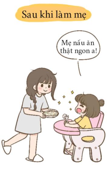 Trước và sau khi làm mẹ.
Nguồn: Dĩ Hiên An