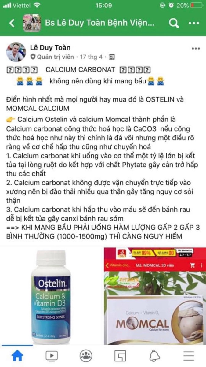 Các mom ơi, có ai đang dùng canxi này không ạ? 
Em đang dùng mà tự nhiên đọc được bài này lại thấy sợ sợ. Không biết đúng không ạ