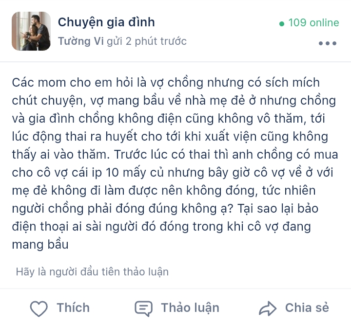 Theo em thì chồng phải có trách nhiệm đúng không các mom?