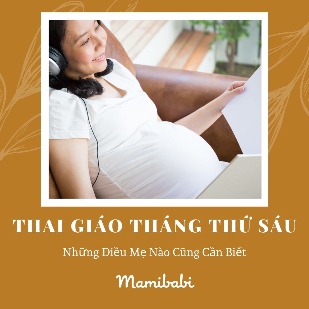 NHỮNG ĐIỀU MẸ NÀO CŨNG CẦN BIẾT KHI THAI GIÁO CHO THAI NHI Ở THÁNG THỨ 6
Chào các mẹ, hiện tại mình đang ở tháng thứ 6 của thai kỳ. Mình đã và đang nghiên cứu một số phương pháp thai giáo cho thai nhi ở tháng thứ 6. Dưới đây là một số kiến thức mà mình đã tổng hợp được khi thai giáo cho con. Mình sẽ tổng hợp và chia sẻ với các mẹ cách thai giáo tháng thứ 6 cho con hiệu quả, để con chào đời thông minh và khoẻ mạnh mẹ nhá!

1. Sự phát triển của thai nhi ở tháng thứ 6

Các mẹ cùng điểm qua sự phát triển của thai nhi trong tháng thứ 6 như nào mẹ nhé:

- Tuần 21: Ở giai đoạn này, con sẽ có trọng lượng khoảng 360gr và dài 26,7 cm. Lông mày, mí mắt của bé cũng xuất hiện, xương tai hoàn thiện giúp con cảm nhận được âm thanh trong bụng mẹ.
- Tuần 22: Tuần thứ 22, thai nhi dài 27,8 cm và nặng 430gram. Bé đã có lớp lông tơ khá tốt rồi đó mẹ, các nếp nhăn sẽ giảm dần ở quý 3 của thai kỳ
- Tuần 23: Tuần thứ 23, thai nhi trong bụng dài 29cm, nặng hơn 500gram. Tai con gần như hoàn thiện, con sẽ quen thuộc với những âm thanh và không còn sợ hãi hay giật mình nữa.
- Tuần 24: Con có chiều dài 30cm, cơ thể bé còn khá nhỏ, đầu to so với thân mình. Cùng với đó não bộ và các nụ vị giác của con cũng phát triển nhanh chóng.

2. Tầm quan trọng của thai giáo tháng thứ 6 

Mẹ biết không việc thai giáo tháng thứ 6 là việc vô cùng quan trọng đối với sự phát triển của con đó mẹ. Thai giáo trong giai đoạn này sẽ giúp kích thích não bộ của con phát triển, ngoài ra còn là thính giác và khả năng ghi nhớ của con cũng được cải thiện đáng kể nữa mẹ ạ.

Việc mẹ lựa chọn cách thai giáo tháng thứ 6 đúng cách còn có lợi cho con trong việc phát triển hài hoà cân đối cả hai bán cầu não phải và trái đó. Không chỉ tác động đến con, trong quá trình thai giáo, mẹ cũng sẽ cảm thấy tự tin hơn, duy trì được một trạng thái tâm lý tích cực, ổn định. 

Tóm lại, lựa chọn thai giáo đúng cách sẽ giúp cả mẹ và con đều vui vẻ, con chào đời thông minh, mạnh khoẻ đó mẹ!

3. Các cách thai giáo tháng thứ 6 cho thai nhi

Nhiều mẹ thường ái ngại hay cho rằng “Ui giời, bầu bí đã mệt rồi thì chớ, thai với giáo còn mệt hơn”. Đấy là do mẹ chưa tìm được nơi thai giáo phù hợp mà thôi. Cá nhân mình dùng app Mamibabi thấy tiện lợi, dễ dàng mà cũng “chuẩn chỉnh” lắm đó mẹ. Các bài thai giáo đoạn soạn sẵn và lên lịch trình theo từng ngày, từng tháng rồi, mẹ chỉ cần mỗi ngày vào làm theo các hoạt động thai giáo được sắp xếp là được. Mẹ thấy tiện lợi không nào? Giờ thì cũng điểm qua những cách thai giáo cho thai nhi tháng thứ 6 mẹ ơi!

Thai giáo âm nhạc

Thai nhi tháng thứ 6 đã có sự phát triển gần như hoàn thiện của thính giác. Đây là thời điểm thích hợp để mẹ áp dụng hình thức cho con nghe nhạc thai giáo tháng thứ 6. Nhạc thai giáo tháng thứ 6 có sẵn hết tại đây: https://mamibabi.com.vn/music

Mẹ chỉ cần lựa chọn những bản nhạc mình thích rồi từ từ thư giãn thôi, đơn giản phải không nào? À mẹ cũng nên lưu ý khi cho con nghe nhạc thai giáo thì không nên ốp tai nghe vào bụng, điều này gây ảnh hưởng lớn tới thính giác của mẹ. Mẹ chỉ cần bật loa ngoài, hai mẹ con cùng thư giãn trong khoảng 15-20 phút là ổn mẹ ạ.

Truyện thai giáo tháng thứ 6

Truyện thai giáo cũng là phương pháp thai giáo tháng thứ 6 cực kì hiệu quả mà mẹ không nên bỏ qua đâu nhé ạ! Truyện thai giáo tháng thứ 6 ở app Mamibabi khá đa dạng, mẹ có thể trải nghiệm ngay ở đây: https://mamibabi.com.vn/newscategory/15/truyen-thai-giao

Trong thời gian đọc truyện cho con nghe, mẹ có thể kết hợp massage nhẹ nhàng cho bé. Khi đọc truyện cho con, mẹ nên đọc với âm lượng vừa phải, giọng điệu trìu mến, để con có thể cảm nhận được hết và ghi nhớ giọng nói của ba mẹ nhé!

Thai giáo vận động tháng thứ 6

Bước sang tháng thứ 6, bụng mẹ bầu đã có sự phát triển vượt bậc rồi phải không nào? Nhưng cũng đừng lấy đó làm lý do để… lười vận động nha mẹ ơi! Hãy tích cực vận động nhẹ nhàng, việc áp dụng thai giáo vận động tháng thứ 6 sẽ giúp cho mẹ cảm thấy tích cực hơn, giảm được nhưng âu lo, căng thẳng trong những tháng cuối mang bầu đó ạ.

Để thực hành thai giáo vận động tháng thứ 6, mẹ có thể rủ bố cùng đi bộ trong công viên. Đặc biệt là trong tiết trời mùa thu Hà Nội se mát, mẹ và bố cùng nhau đi dạo, hít thở không khí trong lành của buổi sáng, lắng nghe tiếng chim hót thì còn gì tuyệt vời hơn phải không mẹ?

Hi vọng bài chia sẻ trên đây của mình sẽ giúp ích cho Mom trong quá trình thai giáo tháng thứ 6. Chúc mom và con sẽ có những cách thai giáo tháng thứ 6 thật vui và bổ ích!

Tiện đây share cho mẹ một số thông tin nè:

Mamibabi có thai giáo tháng thứ 6 chi tiết ở đây: https://bit.ly/32wDDJY
Mẹ nên thai giáo từ tháng nào: https://bit.ly/2ZExUAc
Các hoạt động thai giáo 3 tháng cuối thai kỳ: https://bit.ly/33AcqFt