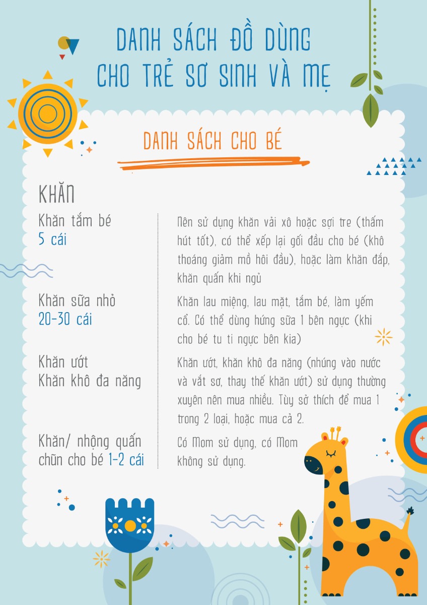 Các Mom yêu ơi, các Mom xem "Danh Sách Đồ Dùng cho Trẻ Sơ Sinh và Mẹ" để lên kế hoạch chuẩn bị dần dần nha 😍😍😍