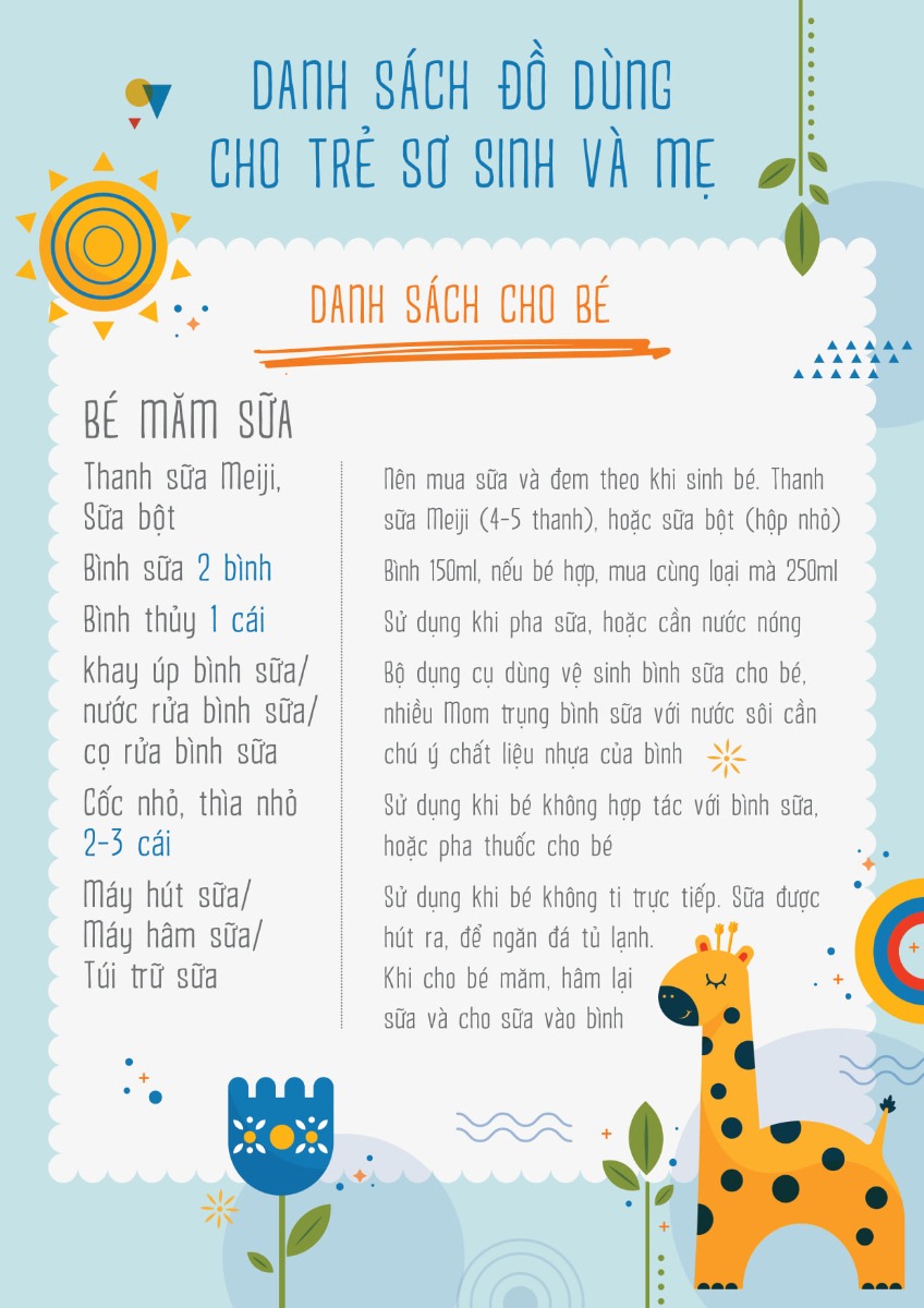 Các Mom yêu ơi, các Mom xem "Danh Sách Đồ Dùng cho Trẻ Sơ Sinh và Mẹ" để lên kế hoạch chuẩn bị dần dần nha 😍😍😍