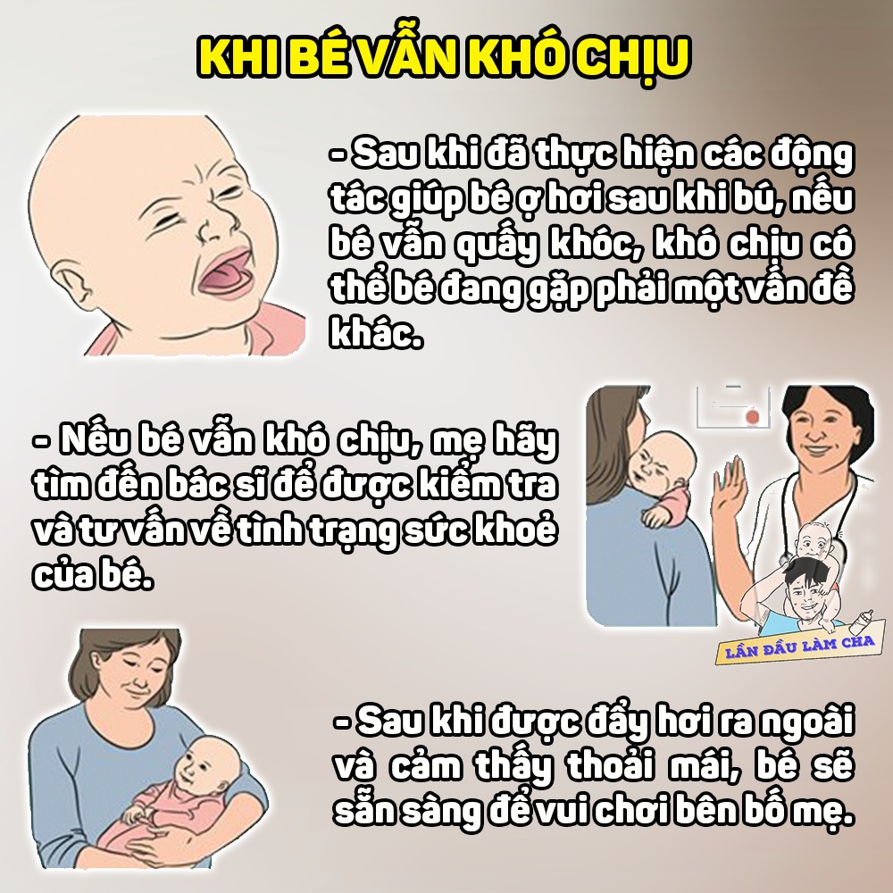 CÁCH VỖ LƯNG CHO BÉ Ợ HƠI SAU KHI BÚ 👶

Bé sơ sinh thường bú nhiều cử trong ngày, trong quá trình bú bé cũng có thể nuốt vào một lượng không khí. Nếu không được ợ hơi, không khí tồn đọng có thể gây đầy bụng, khó chịu và có khi là nguyên nhân gây ra trào ngược, nôn trớ cho bé. Mẹ cần lưu ý đến tư thế bế bé, cách xoa hoặc vỗ lưng để hỗ trợ bé đẩy hơi ra khỏi bụng.