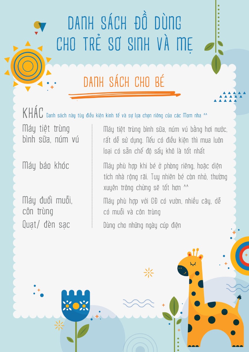 Các Mom yêu ơi, các Mom xem "Danh Sách Đồ Dùng cho Trẻ Sơ Sinh và Mẹ" để lên kế hoạch chuẩn bị dần dần nha 😍😍😍