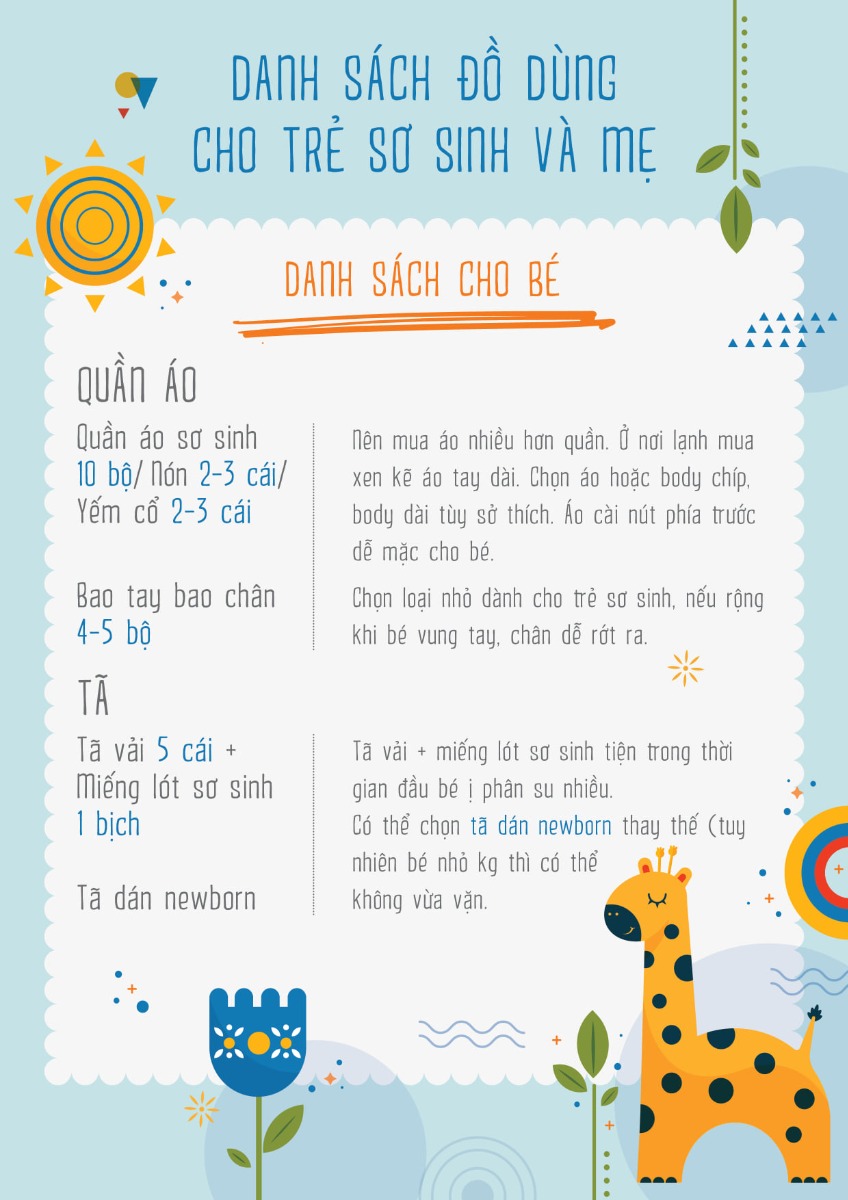Các Mom yêu ơi, các Mom xem "Danh Sách Đồ Dùng cho Trẻ Sơ Sinh và Mẹ" để lên kế hoạch chuẩn bị dần dần nha 😍😍😍