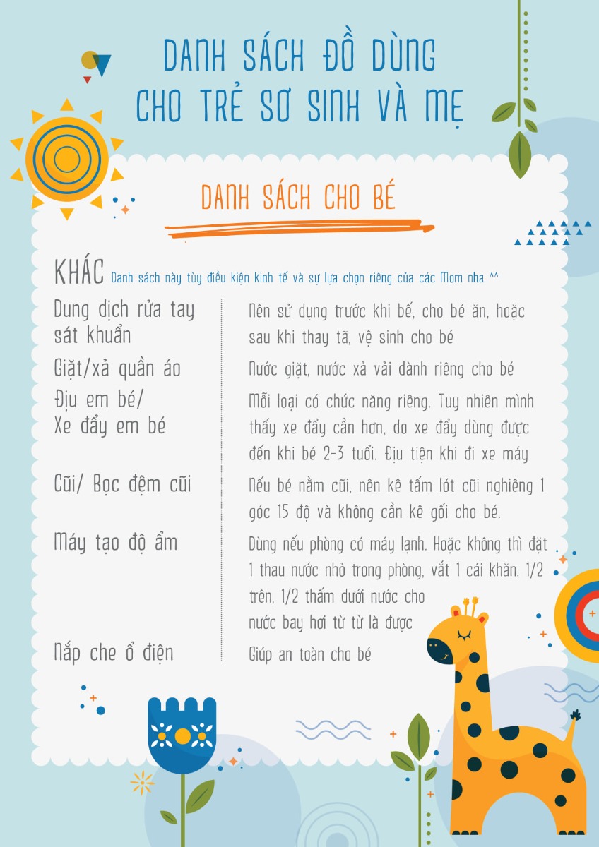 Các Mom yêu ơi, các Mom xem "Danh Sách Đồ Dùng cho Trẻ Sơ Sinh và Mẹ" để lên kế hoạch chuẩn bị dần dần nha 😍😍😍