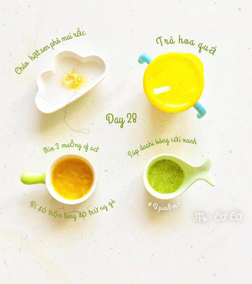 THỰC ĐƠN cho bé mới ăn dặm (5-6m+)
Mình xin chia sẽ tất tất tần những gì mình biết về ăn dặm, cách mình nấu, cách cho con ăn và kinh nghiệm mua những vật dụng cần thiết nhất, để tiết kiệm nhất cho các mẹ.

🍀ADKN

Ngoài ghế ăn và yếm ăn là 2 thứ phải có,thì kiểu Nhật sẽ cần : 

- Một bắt  ăn chính, 2 3 bát ăn phụ

- Muỗng ( 1-2 cái ) 

- Rây hoặc bộ chế biến có kèm chày cối ( mình thấy chày cối sdung nhiều ) 

- Khay trữ đông 

- Dầu ăn trộn cháo , kiểu Nhật chỉ toàn rau củ nên thiếu chất béo. Cần bổ sung dầu ăn cho con. ( cái này mình đc bác sĩ dinh dưỡng tư vấn khuyên dùng ) 

👉🏻👉🏻Mới ăn các mẹ cứ mua nhiêu đó trước, thiếu gì mua sau.

☘️☘️Sau 2 tuần nếu mẹ muốn đa dạng thực đơn hơn có thể mua thêm cac loai gia vị hữu cơ ( chuyên dùng cho bé ) như phô mai rắc, phô mai tách muối , bột chùm ngây, cải kale, dầu ăn, ...

Đổi món chính từ gạo sang các loại đậu, hạt, yến mạch, nui, mì....

🍀☘️☘️Cách mình cho bé ăn : 

-Ngày ăn một bữa sáng ( 9h30-10h ) ăn xong mình cho ti sữa luôn ( cho trọn vẹn một bữa ăn tránh ăn vặt bú vặt) 

-Nên tập thành thói quen luôn vì sau này khi tăng lên ngày 3 bưa ăn, mà cứ cách một tiếng ăn 2 tiếng bú thì mẹ vất lắm . 

-Lượng ăn minh tăng dần từ 5-7ml cho tới hết tháng đầu bé mình có thể ăn đc 50ml rùi( tỉ lệ cháo 1:10) có khi ăn hết có khi ko nha, mình ko ép bé. 

-Buổi chiều cho bé ăn thêm bữa phụ, rãnh thì làm các món quốc dân ( đậu hủ non, pudding trái cây,.. ) lười thì cứ bánh ăn dặm, sữa chua, trái cây nghiền hoặc ép cho bé. 

☘️☘️☘️☘️Cách nấu : 
Mình nấu sẳn dashi và cháo, trữ đông dùng dần trong 1 tuần. 

Mỗi sáng sau khi bé bắt đầu ngủ giấc đầu tiên tầm 8h-8h30 mình sẽ tranh thủ chuẩn bị.

Hôm đó nhà nấu món gì thì mình xén cho bé một miếng .( rau xanh hay củ gì đó )

Dashi và cháo rây sẳn mình lấy ra, bỏ vào nồi hấp cách thuỷ chung vs rau củ luôn. 

Hấp xong mình nghiền từng loại rau , củ có thể mix lại hoặc để riêng .

Vậy là xong một bữa rồi á, sau khi chụp sống ảo xong mình bỏ lại vào nồi hấp, lúc đó vẫn còn hơi nóng, giữ ấm ấm đợi bé dậy ăn. 

Đó là cách của mình, có mẹ nào có cách gì hay lẹ hơn cmt minh tham khảo với nha ❤️