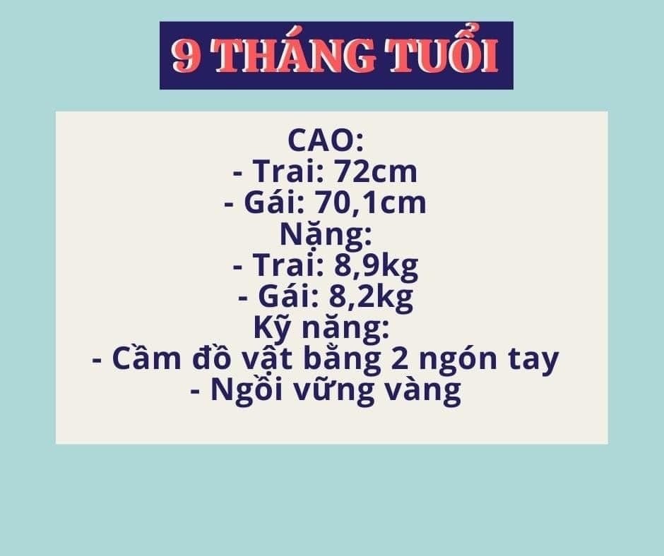 Chiều cao - Cân nặng - Kỹ năng cho trẻ từ 1 đến 12 tháng tuổi
Các mẹ hãy lưu lại để tiện theo dõi cho con nha!