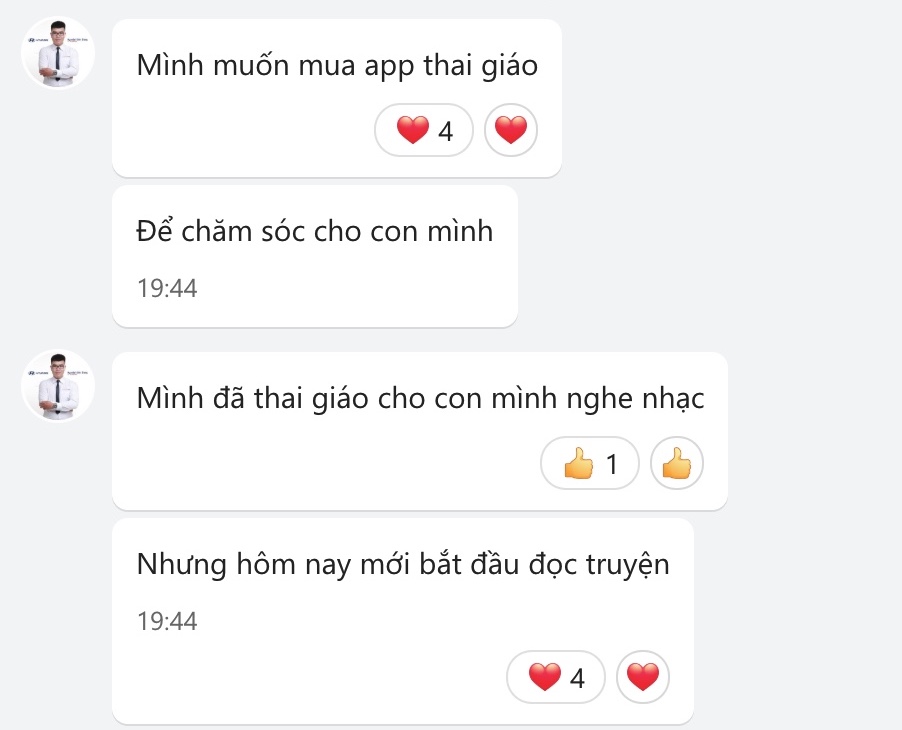 Tình phụ tử có sức mạnh rất lớn, một khi người cha đã tham gia nuôi dạy con thì họ dồn năng lượng còn hơn cả phụ nữ. Hôm trước mình đọc được câu này trong một cuốn sách về nuôi dạy con và thấy nó đúng vô cùng.

Mình dành phần lớn thời gian trong ngày để nói chuyện, chat, gọi zalo hướng dẫn các mẹ thai giáo. Nhưng chủ yếu là các mẹ, rất ít khi gặp được một ông bố tìm hiểu về thai giáo để cùng vợ thai giáo cho con. 

Mỗi lần gặp được một ông bố như vậy là một lần mình thực sự xúc động, như kiểu tìm được người đồng cảm, giống như trong những ngày đầu 2 vợ chồng mình tìm hiểu và thai giáo cho bé Heo nhà mình.

Hơn ai hết, bố là người sẽ cần ở gần bên mẹ nhất, thai giáo luôn cần có bố tham gia, hành trình mang thai của mẹ sẽ nhẹ nhàng hơn rất nhiều nếu đc bố đồng hành, quan tâm, chăm sóc, giúp đỡ từ những việc nhỏ như đi mua 1 chiếc app 🤣

Thai giáo như là một chữ duyên vậy đó. Bé cần đủ duyên, đủ may mắn mới được cả mẹ và bố thai giáo đầy đủ từ lúc bầu tới lúc ra đời. Duyên có thể do ngẫu nhiên nhưng cũng hoàn toàn có thể được tạo ra bởi chính chúng ta. 

Bé nhà bạn đã đủ duyên để đến với thai giáo chưa? Nếu chưa, đừng ngại rủ bố làm nên chữ duyên này cho bé nhé! 😍😍😍