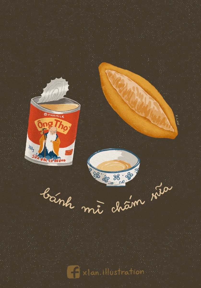 "Hồi bé ăn gì?"  

Mùi và vị có khả năng lưu giữ ký ức rất mạnh mẽ. Một hương thơm thoảng qua, một miếng bánh trên đầu lưỡi có thể khiến người ta bất ngờ rưng rưng nhớ lại ngày thơ ấu. Giống như nhà phê bình ẩm thực trong Ratatouille đã sững người khi cắn một miếng rau củ hầm có hương vị mà mẹ ông từng nấu.  

Hôm rồi mình mở ask trên insta với câu hỏi "Your childhood food?" Trong số gần trăm câu trả lời của các bạn, mình chọn ra những món mà mình thấy thân thuộc nhất để vẽ lại. Tạm thời bỏ qua những món ăn vặt đã được nhắc đến/ được vẽ rất nhiều gần đây như ô mai giun, kẹo C, kem túi, mì trẻ em..., bộ tranh này hướng đến những món ít "nổi tiếng" hơn, nhưng khi nghe đến tên thì mùi vị tuổi thơ ào ạt trở về.  
Mỗi người sẽ có một phiên bản "hồi xưa" khác nhau. Những món mà bạn được ăn hồi nhỏ có thể sẽ khác món mình ăn một chút. Nếu album này đánh thức ký ức hay ho nào trong bạn, thì cùng chia sẻ với mình và mọi người nhé. 

Cre: X.Lan
