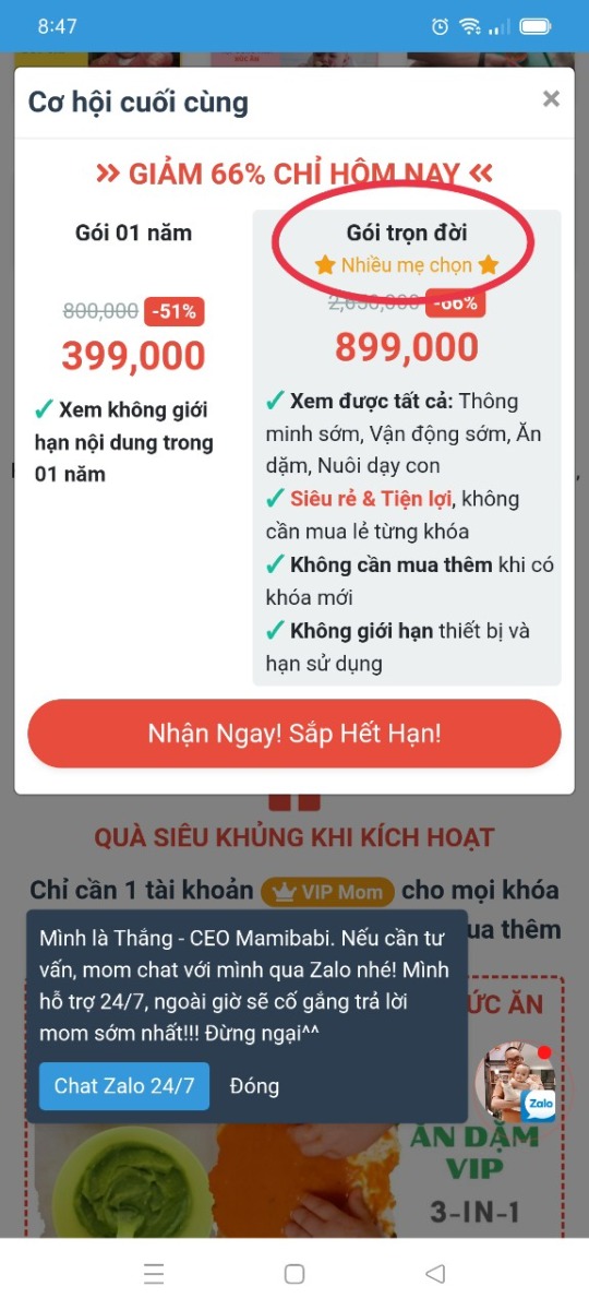 Các mẹ đang cân nhắc chọn gói nào thì nên chọn gói trọn đời nhé, năm ngoái mình mua chưa có gói này nên giờ hết hạn muốn dùng tiếp phải mua thêm 🤣

Nội dung như thế này mà giá 899 là quá rẻ, các bên khác toàn bán lẻ, riêng 1 khóa đã gần 1 triệu. Lúc đầu mình cũng chỉ định dùng khi bầu nhưng trên app còn nhiều thứ hay quá, bé nhà mình càng lớn lại càng thấy hợp các nội dung này. Đằng nào cũng mua, chi 1 lần đỡ đc bn tiền, bn công tìm hiểu. Dùng thời gian đó chơi với con sướng hơn cả nhà ạ 😌