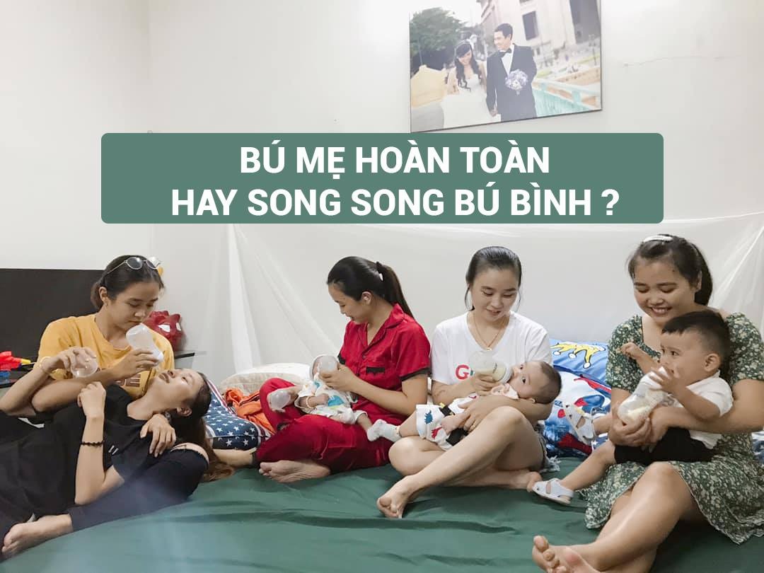 BÚ MẸ HAY BÚ BÌNH? CÁCH GIÚP CON BÚ ĐỦ NO.
Có quá nhiều câu hỏi liên quan đến vấn đề này.

Một số Mẹ với quan niệm cũ là “ Em muốn con ti Mẹ hoàn toàn”. Tuy nhiên thì sau 6 tháng, 9 tháng lại là người rất STRESS về vấn đề cho con Bú. 

** HIỂU VỀ SỮA MẸ**

Sữa Mẹ thay đổi cùng với sự phát triển của Mẹ, gồm các thành phần:
Sữa non: Trong 3-4 ngày đầu bé sẽ được nuôi bằng sữa non, loại đặc quánh, có màu vàng nhạt với năng lượng tuyệt vời. Trong sữa còn có đủ các kháng thể mà bé cần để khỏe mạnh

Sữa nước: Khi sữa bắt đầu về, trong 5-10 phút đầu, sữa trong như nước và giàu đường lactose, giúp trẻ giải khát. Loại sữa này cũng giàu oxytocin, có tác dụng như thuốc ngủ - và đây cũng chính là nguyên nhân khiến bé thi thoảng lại ngủ gật ngay trong 10 phút đầu của cữ bú.

**Lời khuyên: **

Hãy quan sát time ti của con, nếu con mới chỉ ti 1 lúc con đã ngủ thì con ti chưa đủ no. Và con cũng chỉ ngủ dc 1 lúc lại tỉnh dậy, đây cũng la 1 trong những lí do mà các mẹ hay hỏi Bố ken “ Con e cứ ngủ được 45 phút là tỉnh”, và rồi 1 vòng xoay ăn vặt ngủ vặt ban ngày hình thành. Ở đây Cha Mẹ thường bị lẫn lộn “ Cảm xúc và lí trí” khi phải đánh thức con dậy. 

Mẹ tự nhủ: “ Ôi, con mệt rồi, cảm đêm qua con có ngủ được mấy đâu thôi để con ngủ”. Bạn có đặt câu hỏi tại sao con thức cả đêm để đòi ăn Bởi vì con cần ăn bù lượng sữa chưa đủ vào ban ngày. Nếu mẹ cứ tiếp tục để thói quen này tiếp diễn, có nghĩa là bạn đang dạy con ăn vặt chứ không phải là ăn thành bữa và đủ no. Đến khi con được 4 tháng mẹ lại vò đầu bứt tai tự hỏi không biết đến bao giờ mới là đủ lớn để con ngủ 1 mạch xuyên đêm đây. 

Mình biết rất khó nhưng hãy cố gắng vỗ ợ hơi, đánh thức con, tách biệt chuyện ăn ngủ vì mục tiêu lâu dài.

Trong trường hợp con cứ ti được lúc lại ngủ thì tốt nhất các Mẹ vắt sữa đầu ra, cho con ti sữa tiếp theo và cuối cùng quay lại cho con ti sữa đầu
Sữa đầu: Sữa sẽ ra nếu con bú 5-10 phút tiếp theo, sữa giàu protein xuất hiện. Loại này tốt cho sự phát triển của xương và não

Sữa sau: Sữa sẽ ra nếu con bú 15-18 phút tiếp theo, đây là màu sữa trắng kem, giàu chất béo, Vì đặc và giàu calo nên loại sữa này có tác dụng giúp bé Tăng cân.

**Lưu ý: **

Sữa mẹ thay đổi theo cả tâm lý, thể trạng của Mẹ, vì thế các Mẹ hãy cgang thật vui vẻ hạnh phúc, ăn uống khoa học nhé. Tránh tiếp xúc và xem những nội dung, hình ảnh tiêu cực.

Time con ti sẽ được rút ngắn lại khi lớn dần lên

**Lời khuyên: **

Nếu cho con bú mẹ, hãy kiểm tra khớp ngậm của con ( lên youtube xem các video hướng dẫn) và thâm chí có thể vắt thử ra ngoài để chắc chắn mẹ đủ sữa. 

Ai cũng biết sữa mẹ rất tốt, chung ta nên tìm hiểu để có đủ sữa Mẹ cho con sau khi sinh. Tuy nhiên, ngay cả khi 1 số bạn cbi rất tốt nhưng tình trạng sữa vài ngày chưa về là chuyện bình thường. Hãy chuẩn bị tâm lý thật thoải mái, bổ sung sữa công thức cho con đến khí sữa mẹ về đủ. 

Điều này vô cùng quan trọng và rất nhiều Bạn đang bị áp lực từ chính gia đình, bắt buộc PHẢI CHỜ SỮA MẸ. Hãy phá bỏ những quan niệm đó đi các Bạn. Phải là một người Mẹ vui vẻ Hạnh phúc.

Khi cho bú trực tiếp, nên cho con bú cạn 1 bên trước khi chuyển sang bên còn lại, điều này đảm bảo con ăn được đủ các thành phần sữa như trên.

Nếu khoảng 2 tiếng con đã khóc hãy Sử dụng ti giả để trấn an nếu mình đã làm các hướng dẫn trên.

Mẹ có muốn người nào khác như Bố or ông bà, cô trông trẻ có thể cho con ăn không?

Trẻ vừa bú mẹ và bú binh có thể cho mẹ được nghỉ ngơi, sự nghỉ ngơi của người mẹ vô cùng quan trọng và khi người khác cho con ăn, con có cơ hội được gắn kết với tất cả các thành viên trong giai đình.

Mẹ có dự định quay lại làm việc không?

Nếu Mẹ chuẩn bị đi làm mà con chưa quen với việ bú bình thì hậu quả khôn lường, và tệ hại hơn các bạn có thể tưởng tượng được nếu để con ở nhà với Bà?

Mẹ có định đưa con đi gửi ở nhà trẻ trước 1 tuổi không?

Các nhà trẻ chắc chắn không nhận trẻ chưa biết bú bình.

Dự định cho con Bú Mẹ đến dưới 1 năm:

Và những thông tin trên Bố Ken nghĩ là Mẹ sẽ không muốn tập ti bình khi con được 8,9 hay 10 tháng. Chắc chắn sẽ vấp phải sự kháng cự mãnh liệt.

Vài câu hỏi như:

Ti Bình có làm con bỏ ti mẹ không? Không

Vắt sữa có làm giảm lượng sữa không? Không: Hãy tìm hiểu để có 1 kĩ thuật kích sữa chuẩn và lịch kích sữa phù hợp

**Với những gì mình đã từng trải, gặp những vụ Stress hàng ngày, tham khảo nhiều tài liệu thì Mình khuyên các bạn giới thiệu bình cho con ngay khi con ngậm đúng khớp ngậm và mẹ đủ sữa. Càng lớn càng khó và càng cần chúng ta kiên nhẫn nếu muốn thực hiện được mục tiêu. **

**Bình nào thì phù hợp: **

Hiện nay dòng Avent Natural cổ rộng núm xoắn mô phỏng ti mẹ, van thông hơi cực tốt là lựa chọn hoàn hảo nhất để các Mẹ giới thiệu ti Bình.
Cũng như chũn cocoon hay sản phẩm khác, Bình sữa Avent cổ rộng natural này cũng có nhiều hàng nhái đặc biệt tại shopee. vì thế với các Sp ăn uống ngủ hàng ngày các Mẹ lựa chọn thật kỹ.