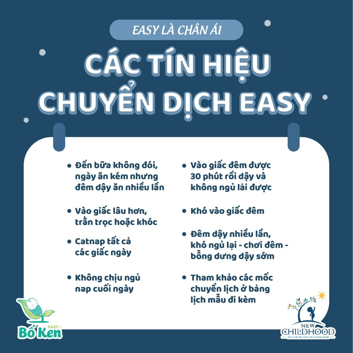 TOÀN BỘ LỊCH EASY MẪU TỪ SƠ SINH ĐẾN 56

Tài liệu này gồm có 3 trang, ba mẹ có thể tải xuống điện thoại để theo dõi. Và đừng quên trang thứ 3 - Trang Lưu ý. Cơ bản nó là trình tự mẫu, và mỗi em bé sẽ có sự chênh lệch khác nhau, Chúng ta có thể đọc vị để điều chỉnh dựa trên sự gợi ý về các tín hiệu mà cô Tracy đã chia sẻ. (Tránh tình trạng một số bạn đi lan truyền ép này ép nọ)

Đây là tại liệu bổ trợ thêm cho những gì mà sách đã chia sẻ, không phải để thay thế. Đọc kĩ sách, chúng ta sẽ có cảm giác "Ồ, hóa ra vậy".

Khi lên biến thể 234, việc xảy ra nợ ngủ là bình thường, thay vì sợ chúng ta cứ theo tín hiệu và dám làm, quan trọng là chúng ta cần quan sát, ghi chép, theo dõi lộ trình này để lên và lùi phù hợp, từ đó, chúng ta tự đúc rút kinh nghiệm của bản thân. 

Xin được cảm ơn tất cả các ba mẹ

Nguồn: Bố Ken