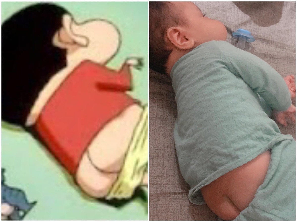 Ngày xưa đọc Shin, Cậu bé bút chì cứ nghĩ sao ngta vẽ cái má hư cấu thế 😂
Cho đến khi mình sinh con...
Via: Trangg Monn