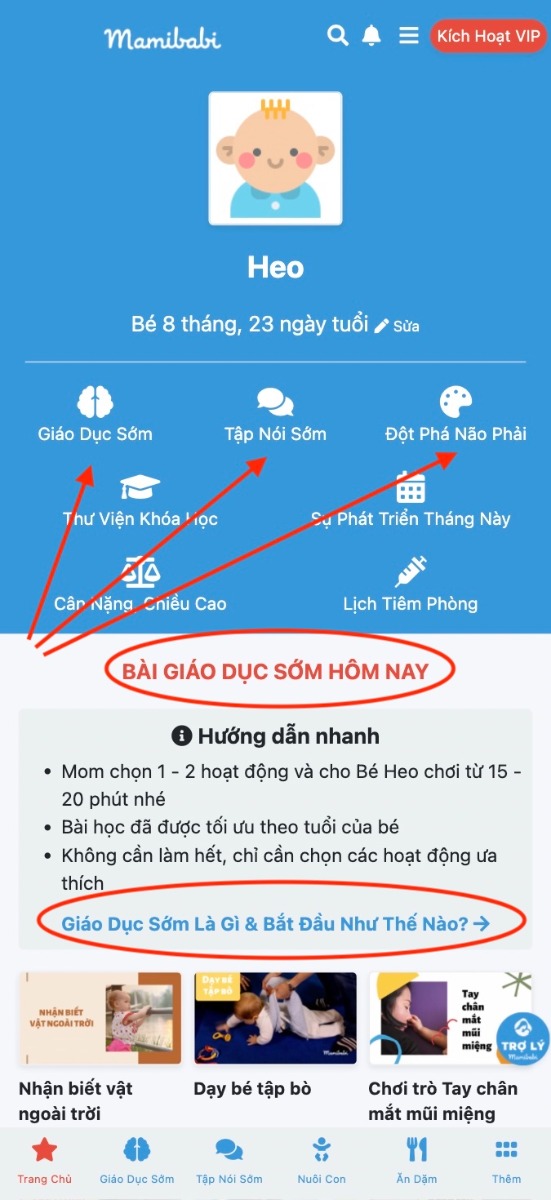 BẮT ĐẦU GIÁO DỤC SỚM CHO BÉ NHƯ THẾ NÀO? (ÁP DỤNG TỪ 0 TUỔI)

Mamibabi luôn tự hào là app đơn giản nhất về tất cả các vấn đề liên quan đến mẹ bầu và em bé, không chỉ giáo dục sớm hay thai giáo.

Thật vậy, chỉ cần mở app Mamibabi mỗi ngày, những gì quan trọng nhất sẽ được hiện ngay trước mắt mẹ và có thể áp dụng cho bé ngay, vô cùng đơn giản, dễ dàng, tiết kiệm rất nhiều thời gian, công sức tìm hiểu.

Hôm nay Thắng xin chia sẻ cách để mẹ bắt đầu giáo dục sớm cho bé một cách nhanh nhất.

Trước hết cần hiểu giáo dục sớm là gì? Trên mạng có rất nhiều định nghĩa, nhưng theo Mamibabi, giáo dục sớm là phương pháp giáo dục áp dụng cho bé dưới 6 tuổi, hiểu đơn giản là các bài chơi giúp bé không bị chậm vận động và phát triển trí thông minh, cảm xúc, tư duy, ngôn ngữ...

Để áp dụng giáo dục sớm cho bé, mỗi ngày mẹ chỉ cần mở app và làm theo mục BÀI GIÁO DỤC SỚM HÔM NAY, rất đơn giản và tiết kiệm thời gian.

3 chương trình giáo dục sớm từ Mamibabi:

- Khóa Giáo dục sớm 0 - 2 tuổi: https://mamibabi.com.vn/r/888233 

- Khóa Tập nói sớm, phòng ngừa chậm nói: https://mamibabi.com.vn/r/293640

- Khóa Giáo dục Não phải MỚI: https://mamibabi.com.vn/r/252459

Mẹ có thể xem chi tiết từng chương trình kèm theo lợi ích tại link trên. Những mẹ đã có tài khoản VIP từ Mamibabi có thể bắt đầu xem được ngay, không mất tiền mua thêm! Nếu chưa có, mẹ có thể đăng ký tại đây https://mamibabi.com.vn/vip/info

Khi đã hiểu cơ bản, mỗi ngày mẹ chỉ cần cho bé chơi theo mục BÀI GIÁO DỤC SỚM HÔM NAY, các bài này đã được tối ưu theo tuổi của bé.

Chúc gia đình và các bé có những giờ phút học mà chơi, chơi mà học bổ ích, lý thú nhé!

Từ tâm huyết của đội ngũ Mamibabi!
Trân trọng cảm ơn sự ủng hộ của các mẹ!

Thang Pham,
CEO Mamibabi.