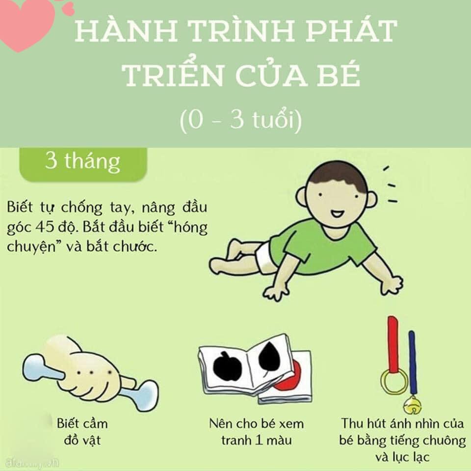 MỐC PHÁT TRIỂN 0 - 3 TUỔI CỦA BÉ
🍀🍀🍀🍀🍀🍀🤗🍀🍀🍀🍀🍀🍀

💝💝💝Giai đoạn từ 0 – 3 tuổi luôn là một giai đoạn cực kỳ nhạy cảm với các bé vì đây là giai đoạn bé bắt đầu tiếp xúc và làm quen, khám phá thế giới bên ngoài sau hơn 9 tháng nằm trong bụng mẹ

🤓🤓🤓Mọi chuyện với bé lúc này đều vô cùng mới mẻ và quá trình phát triển, ghi nhận, học hỏi của bé cũng diễn ra cực kỳ nhanh có thể mẹ sẽ không ngờ tới. 

👉👉👉Bởi vậy, trong quá trình này, bé rất cần sự theo sát, hướng dẫn, dạy bảo tỉ mỉ từ bố mẹ để có thể tiếp thu kiến thức và phát triển đúng hướng. 

🇨🇭🇨🇭🇨🇭Nếu mẹ không nắm rõ các mốc phát triển của trẻ từ 0 – 3 tuổi, mẹ sẽ để lỡ mất rất nhiều điều để có thể giúp con phát triển tốt hơn cả về mặt thể chất lẫn trí tuệ.

💪💪💪Cùng cố gắng vì tương lai con trẻ Ba mẹ nhé