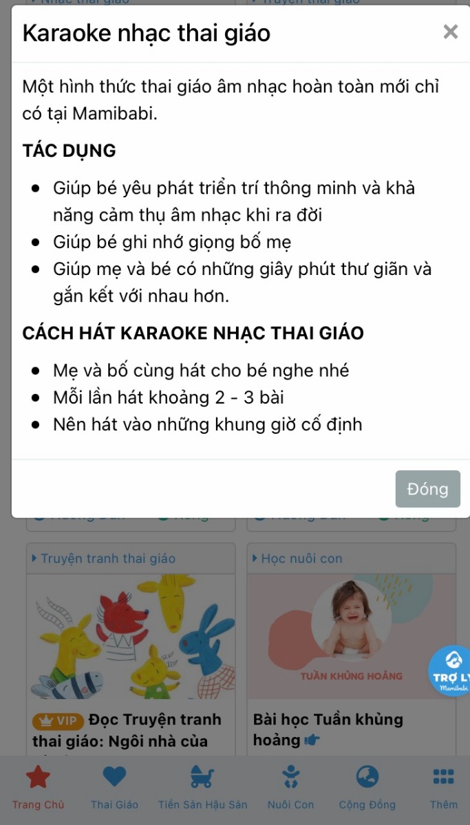 CÁCH THAI GIÁO DỄ NHẤT DÀNH CHO NHỮNG MẸ CHƯA TỪNG BIẾT VỀ THAI GIÁO

Trong quá trình tư vấn, Mamibabi nhận được khá nhiều câu hỏi của các mẹ về việc: Thai giáo là gì ạ? Em chưa biết gì về thai giáo thì phải làm gì ạ? Mình cần bắt đầu từ đâu?... 

Đối với những mẹ chưa từng tìm hiểu về thai giáo, cách dễ nhất để các mẹ thai giáo cho con là cài app Mamibabi và sử dụng tài khoản VIP Mom theo hướng dẫn: 

https://mamibabi.com.vn/thaigiao 

Tại Việt Nam, Mamibabi là một trong số rất ít app “cầm tay chỉ việc” giúp các mẹ thai giáo cho con dễ dàng. 

Khi cài app, mẹ sẽ thấy mỗi ngày Mamibabi hiển thị hơn 10 hoạt động thai giáo cho bé như đọc thơ, đọc truyện, hát karaoke, tưởng tượng, yoga, trò chuyện… Mẹ chỉ cần bấm vào hoạt động đó, màn hình sẽ hiển thị nội dung mẹ cần đọc. Ngoài ra, mỗi hoạt động có thêm nút “Hướng dẫn”, mẹ bấm vào nút sẽ biết được tác dụng của hoạt động thai giáo và cách thực hiện hoạt động đó. Thật dễ dàng phải không ạ? 

Sử dụng tài khoản VIP Mom của Mamibabi chính là cách dễ nhất để thai giáo cho con mỗi ngày. Sau khi cài app, nếu vẫn chưa dùng được, mẹ hãy bấm nút “Trợ lý” trên màn hình để được Mamibabi hỗ trợ, hoặc liên lạc với Mamibabi qua fanpage và chức năng hỏi đáp, Mamibabi rất sẵn lòng trợ giúp các mẹ!