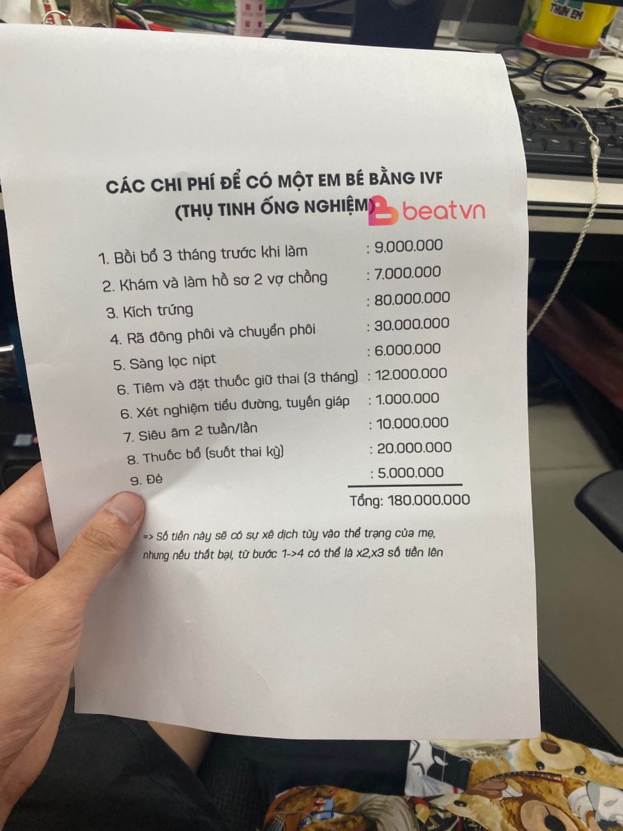 HÀNH TRÌNH KHÔNG CHỈ LÀ THỜI GIAN, TIỀN BẠC, MÀ CÒN LÀ SỨC KHỎE, MÁU VÀ NƯỚC MẮT CỦA CHA MẸ...

Bà chị đồng nghiệp mới đi làm lại sau khi nghỉ thai sản hơn 1 năm trời, bình thường nghỉ đẻ chỉ vài tháng thôi nhưng bà ấy nghỉ từ lúc mới cần bầu luôn. Nay tranh thủ chị đi làm tỉ tê hỏi số tiền 2 vợ chồng chị tìm con thì chị liệt kê ra từng này, còn bảo đấy là chị chưa nhớ hết chứ tính ra phải quãng 200 củ.

Mà may mắn là chị đậu luôn lần đầu chứ không thì hai vợ chồng cũng bó tay vì phôi hết rồi, hỏng thì làm lại từ đầu mà sức khỏe cũng bị suy giảm nhiều nữa.

Kể xong bà ấy thở dài thườn thượt bảo giờ nghe tin trẻ con bị bỏ rơi là chị đau lắm, đấy, đúng là người ăn không hết kẻ lần chẳng ra...

Ảnh: Đàm Ngọc Anh