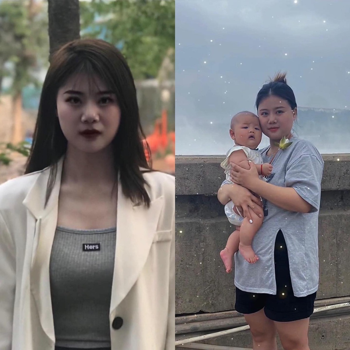 HÌNH ẢNH TRƯỚC VÀ SAU KHI THÀNH MẸ BỈM 
Cre: Weibo