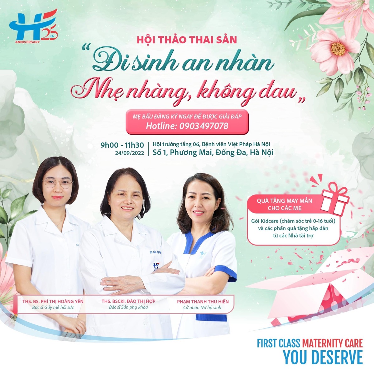 THAM DỰ NGAY HỘI THẢO THAI SẢN “ĐI SINH AN NHÀN, NHẸ NHÀNG KHÔNG ĐAU” CỦA BỆNH VIỆN VIỆT PHÁP

Bài viết này hoàn hoàn không phải quảng cáo, mà là mình chia sẻ lại chút kinh nghiệm cá nhân của gia đình mình.

Trong hơn 9 tháng mang thai và cả khi sinh con, vợ chồng mình đều lựa chọn bệnh viện Việt Pháp HN. Bác sĩ Đào Thị Hợp trong bức ảnh dưới đây cũng là người đã nhiều lần khám thai cho vợ mình. 

Cách đây hơn 3 năm, trước khi sinh con, chúng mình cũng đã tham gia một lớp học tiền sản của bệnh viện và được giải đáp rất nhiều thắc mắc. Hôm nay mình thấy viện chuẩn bị tổ chức hội thảo thai sản nên chia sẻ thông tin để các mẹ ở Hà Nội có thể tham khảo: 

Hội thảo thai sản: Đi sinh an nhàn, nhẹ nhàng không đau 
Thời gian: 9 - 11h30 thứ 7 ngày 24/9/2022
Địa điểm: Hội trường tầng 6, bệnh viện Việt Pháp, số 1 Phương Mai, Hà Nội.

Mẹ có thể xem thông tin chi tiết và đăng ký tham gia tại đây https://www.hfh.com.vn/vi/983/hoi-thao-thai-san-thang-9-vuot-can-nhe-nhang-me-chang-so-dau.html?fbclid=IwAR15ycIusUeY5JGgIKTuFFxlSTuz5KhMFr-2nYPt42UwDWCX5_xS8qCQd5o 
__________________________________
Mamibabi là ứng dụng thai giáo và giáo dục sớm duy nhất tại Việt Nam được xây dựng theo hướng “1 tài khoản – ngàn nội dung”, bạn chỉ cần mua tài khoản VIP Mom 1 lần duy nhất để đọc hàng ngàn nội dung về nuôi dạy con:

- Hơn 3000 hoạt động thai giáo giúp mẹ vui bé khỏe https://mamibabi.com.vn/vip/info?mode=1
- Hơn 1000 bản nhạc thai giáo và karaoke thai giáo
- Hơn 1000 bài thơ và câu truyện thai giáo tiếng Anh, tiếng Việt, Ehon, audio
- Hơn 500 hoạt động giáo dục sớm cho bé từ 0 - 6 tuổi
- Hơn 300 món ăn dặm cho bé từ 6 tháng đến 2 tuổi  
- Thực đơn 280 ngày mang thai cho mẹ bầu  
43 khóa học toàn diện và chuyên sâu dành cho mẹ bầu và bé 0 - 6 tuổi: https://mamibabi.com.vn/khoa-hoc