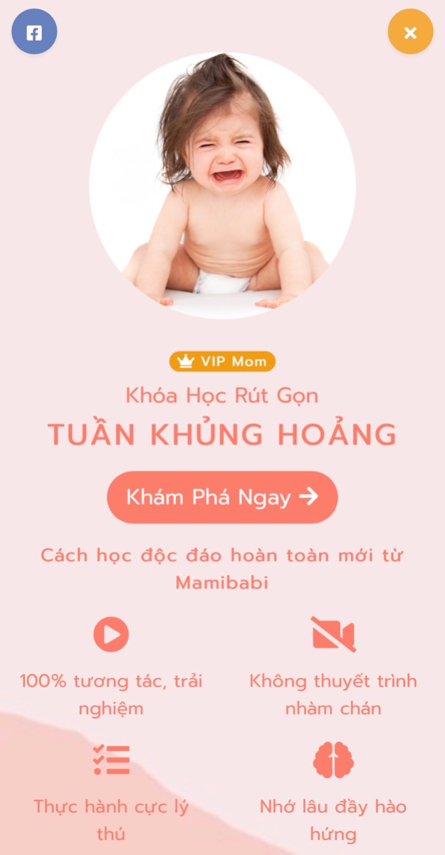6 KHÓA HỌC DÀNH RIÊNG CHO MẸ CÓ CON 6 THÁNG TUỔI
 
6 tháng là bước ngoặt quan trọng với cả mẹ và bé bởi đây là thời điểm bé làm quen với việc ăn dặm. Nhiều mẹ chuẩn bị quay lại với công việc của mình nên tập dần cho bé sử dụng bình sữa. Đây cũng là giai đoạn nhiều bé bỗng “thay tính đổi nết” bởi những thay đổi về mặt sinh lý. Nhưng đây cũng là giai đoạn bé có những bước tiến về mặt vận động, giao tiếp, ngôn ngữ, nhận thức…
 
Dưới đây là 6 khóa học dành cho mẹ có con 6 tháng tuổi nhằm giúp bé phát triển tốt hơn ở giai đoạn này.
 
Ăn dặm VIP 3in1 https://mamibabi.com.vn/an-dam

Giáo dục sớm cho trẻ 6 – 9 tháng  https://mamibabi.com.vn/coursev2/2/khoa-hoc-giao-duc-som-cho-tre-0-2-tuoi

Cách nói chuyện với bé 6 – 9 tháng https://mamibabi.com.vn/coursev2/5/khoa-hoc-day-be-tap-noi-phong-ngua-cham-noi-cho-tre-tu-0-6-tuoi

Giáo dục não phải cho bé 0 – 6 tuổi https://mamibabi.com.vn/coursev2/4/khoa-hoc-giao-duc-nao-phai-theo-phuong-phap-shichida-sang-tao-va-thong-minh-dot-pha-cho-tre-tu-0-6-tuoi

Tuần khủng hoảng 2 năm đầu đời https://mamibabi.com.vn/interact/wonderweek

Luyện bú bình cho bé https://mamibabi.com.vn/interact/luyenbubinh
___________________________________
Mamibabi là ứng dụng thai giáo và giáo dục sớm duy nhất tại Việt Nam:
· Được sáng lập bởi chuyên gia thai giáo Phạm Ngọc Thắng, tác giả cuốn sách “Rủ chồng thai giáo”
· Được xây dựng theo hướng “1 tài khoản – ngàn nội dung”, bạn chỉ cần mua tài khoản VIP Mom 1 lần duy nhất để đọc hàng ngàn nội dung:
 
- Hơn 3000 hoạt động thai giáo giúp mẹ vui bé khỏe   https://mamibabi.com.vn/vip/info?mode=1
- Hơn 1000 bản nhạc thai giáo và karaoke thai giáo
- Hơn 1000 bài thơ và câu truyện thai giáo tiếng Anh, tiếng Việt, Ehon, audio
- Hơn 500 hoạt động giáo dục sớm cho bé từ 0 - 6 tuổi
- Hơn 300 món ăn dặm cho bé từ 6 tháng đến 2 tuổi  
- Thực đơn 280 ngày mang thai cho mẹ bầu  
- 43+ khóa học toàn diện và chuyên sâu dành cho mẹ bầu và bé 0 - 6 tuổi: https://mamibabi.com.vn/khoa-hoc