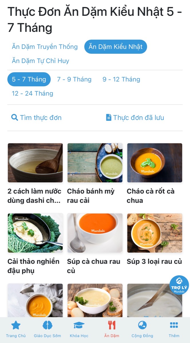 GIÚP CON “ĂN CẢ THẾ GIỚI” VỚI KHOÁ HỌC ĂN DẶM 3IN1 TỪ MAMIBABI 

Trước đây các mẹ chỉ biết tới ăn dặm truyền thống, nhưng giờ đây có cả ăn dặm kiểu Nhật và ăn dặm tự chỉ huy BLW. Để học được cả 3 phương pháp ăn dặm, mẹ cần đọc ít nhất 3 đầu sách, hoặc tìm kiếm trên mạng với nhiều thông tin hỗn loạn.

Giờ đây, với Mamibabi, việc học cả 3 phương pháp ăn dặm sẽ trở nên rất dễ dàng, tất cả những gì mẹ cần chỉ là 1 chiếc điện thoại thông minh. Mamibabi sẽ cung cấp:

- Ưu nhược điểm của mỗi phương pháp
- Nguyên tắc cần nhớ
- Cách chế biến
- Lượng ăn cần thiết
- Cách bắt đầu cho ăn
- Thực đơn mẫu

Mamibabi đồng thời sẵn sàng tư vấn cho mẹ mọi vấn đề liên quan tới dinh dưỡng và ăn dặm.

Mẹ có thể xem ngay khoá học ăn dặm 3in1 tại đây https://mamibabi.com.vn/an-dam
____________________________________

Mamibabi là ứng dụng thai giáo và giáo dục sớm duy nhất tại Việt Nam:
• Được sáng lập bởi chuyên gia thai giáo Phạm Ngọc Thắng, tác giả cuốn sách “Rủ chồng thai giáo”
• Được xây dựng theo hướng “1 tài khoản – ngàn nội dung”, bạn chỉ cần mua tài khoản VIP Mom 1 lần duy nhất để đọc hàng ngàn nội dung về nuôi dạy con. 

- Hơn 3000 hoạt động thai giáo giúp mẹ vui bé khỏe https://mamibabi.com.vn/vip/info?mode=1
- Hơn 1000 bản nhạc thai giáo và karaoke thai giáo
- Hơn 1000 bài thơ và câu truyện thai giáo tiếng Anh, tiếng Việt, Ehon, audio
- Hơn 500 hoạt động giáo dục sớm cho bé từ 0 - 6 tuổi
- Hơn 300 món ăn dặm cho bé từ 6 tháng đến 2 tuổi  
- Thực đơn 280 ngày mang thai cho mẹ bầu  
- 43 khóa học toàn diện và chuyên sâu dành cho mẹ bầu và bé 0 - 6 tuổi: https://mamibabi.com.vn/khoa-hoc