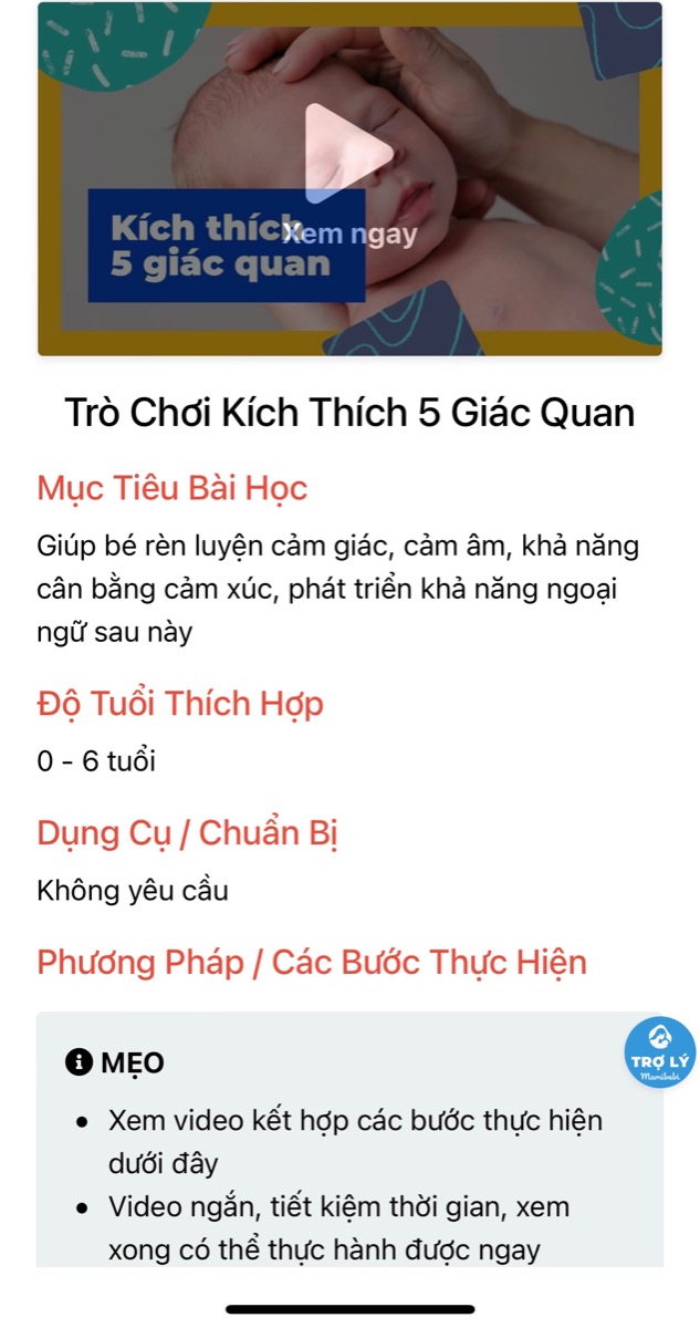 6 KHÓA HỌC DÀNH RIÊNG CHO MẸ CÓ CON 6 THÁNG TUỔI
 
6 tháng là bước ngoặt quan trọng với cả mẹ và bé bởi đây là thời điểm bé làm quen với việc ăn dặm. Nhiều mẹ chuẩn bị quay lại với công việc của mình nên tập dần cho bé sử dụng bình sữa. Đây cũng là giai đoạn nhiều bé bỗng “thay tính đổi nết” bởi những thay đổi về mặt sinh lý. Nhưng đây cũng là giai đoạn bé có những bước tiến về mặt vận động, giao tiếp, ngôn ngữ, nhận thức…
 
Dưới đây là 6 khóa học dành cho mẹ có con 6 tháng tuổi nhằm giúp bé phát triển tốt hơn ở giai đoạn này.
 
Ăn dặm VIP 3in1 https://mamibabi.com.vn/an-dam

Giáo dục sớm cho trẻ 6 – 9 tháng  https://mamibabi.com.vn/coursev2/2/khoa-hoc-giao-duc-som-cho-tre-0-2-tuoi

Cách nói chuyện với bé 6 – 9 tháng https://mamibabi.com.vn/coursev2/5/khoa-hoc-day-be-tap-noi-phong-ngua-cham-noi-cho-tre-tu-0-6-tuoi

Giáo dục não phải cho bé 0 – 6 tuổi https://mamibabi.com.vn/coursev2/4/khoa-hoc-giao-duc-nao-phai-theo-phuong-phap-shichida-sang-tao-va-thong-minh-dot-pha-cho-tre-tu-0-6-tuoi

Tuần khủng hoảng 2 năm đầu đời https://mamibabi.com.vn/interact/wonderweek

Luyện bú bình cho bé https://mamibabi.com.vn/interact/luyenbubinh
___________________________________
Mamibabi là ứng dụng thai giáo và giáo dục sớm duy nhất tại Việt Nam:
· Được sáng lập bởi chuyên gia thai giáo Phạm Ngọc Thắng, tác giả cuốn sách “Rủ chồng thai giáo”
· Được xây dựng theo hướng “1 tài khoản – ngàn nội dung”, bạn chỉ cần mua tài khoản VIP Mom 1 lần duy nhất để đọc hàng ngàn nội dung:
 
- Hơn 3000 hoạt động thai giáo giúp mẹ vui bé khỏe   https://mamibabi.com.vn/vip/info?mode=1
- Hơn 1000 bản nhạc thai giáo và karaoke thai giáo
- Hơn 1000 bài thơ và câu truyện thai giáo tiếng Anh, tiếng Việt, Ehon, audio
- Hơn 500 hoạt động giáo dục sớm cho bé từ 0 - 6 tuổi
- Hơn 300 món ăn dặm cho bé từ 6 tháng đến 2 tuổi  
- Thực đơn 280 ngày mang thai cho mẹ bầu  
- 43+ khóa học toàn diện và chuyên sâu dành cho mẹ bầu và bé 0 - 6 tuổi: https://mamibabi.com.vn/khoa-hoc