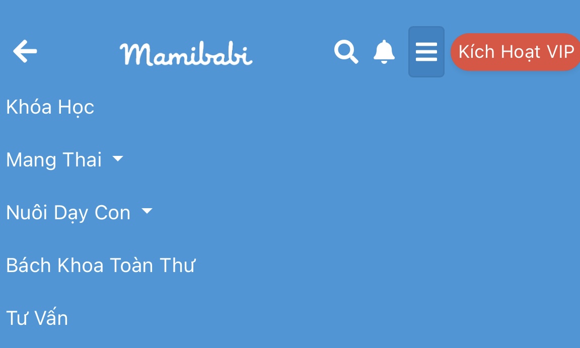 BẠN VẪN ĐANG DÙNG MAMIBABI DỄ DÀNG CHỨ?

Bất cứ khi nào bạn cần trợ giúp về kỹ thuật hoặc tìm kiếm nội dung, hãy nhắn cho bên mình nhé.

Dưới đây là các nội dung lớn bạn có thể dễ dàng thấy khi bấm vào Menu (biểu tượng 3 dấu gạch ngang ở góc trên bên phải):

- Khoá học: Danh sách đầy đủ 43+ khoá học hiện có của Mamibabi
- Mang thai: Mọi vấn đề liên quan đến mang thai như thai giáo, dinh dưỡng, yoga…
- Nuôi dạy con: Giáo dục sớm, tập nói, EASY, ăn dặm…
- Bách khoa toàn thư: Mọi vấn đề liên quan đến mang thai và nuôi con
- Tư vấn: Cộng đồng các mẹ đang sử dụng
- Mamibabi và nơi để các mẹ gửi câu hỏi cần trợ giúp

Mamibabi được thiết kế tối giản để các mẹ không phải mất nhiều thời gian tìm kiếm. Tuy nhiên, số lượng bài viết rất lớn và vẫn đang ngày một tăng lên, nên nếu gặp bất cứ trở ngại nào, mẹ hãy nhắn tin để bên mình hỗ trợ nhé! 
____________________________________

Mamibabi là ứng dụng thai giáo và giáo dục sớm duy nhất tại Việt Nam:

+ Được sáng lập bởi chuyên gia thai giáo Phạm Ngọc Thắng, tác giả cuốn sách “Rủ chồng thai giáo”
+ Được xây dựng theo hướng “1 tài khoản – ngàn nội dung”, bạn chỉ cần mua tài khoản VIP Mom 1 lần duy nhất để đọc hàng ngàn nội dung về nuôi dạy con. 

- Hơn 3000 hoạt động thai giáo giúp mẹ vui bé khỏe https://mamibabi.com.vn/vip/info?mode=1
- Hơn 1000 bản nhạc thai giáo và karaoke thai giáo
- Hơn 1000 bài thơ và câu truyện thai giáo tiếng Anh, tiếng Việt, Ehon, audio
- Hơn 500 hoạt động giáo dục sớm cho bé từ 0 - 6 tuổi
- Hơn 300 món ăn dặm cho bé từ 6 tháng đến 2 tuổi  
- Thực đơn 280 ngày mang thai cho mẹ bầu  
- 43 khóa học toàn diện và chuyên sâu dành cho mẹ bầu và bé 0 - 6 tuổi: https://mamibabi.com.vn/khoa-hoc