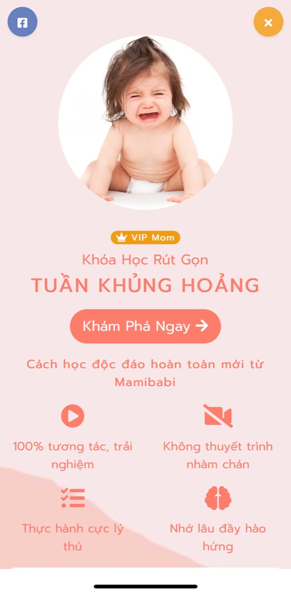 TUẦN KHỦNG HOẢNG LÀ GÌ? VÌ SAO MẸ CẦN HIỂU VỀ TUẦN KHỦNG HOẢNG CỦA CON?

… vì nếu không hiểu về tuần khủng hoảng của con thì chính mẹ cũng khủng hoảng đó ạ! 

Nhiều mẹ than thở rằng tháng đầu tiên con trộm vía rất ngoan, nhưng vừa ra tháng thì… “trở mặt” ngay. Không phải con “trở mặt” đâu mẹ ơi, vì mốc khủng hoảng đầu tiên của con là ở tuần thứ 5 đó ạ.

Trong 2 năm đầu đời, con có tới 10 tuần khủng hoảng. Mẹ hãy học ngay khoá học “Tuần khủng hoảng” để giúp con vượt qua nhé https://mamibabi.com.vn/interact/wonderweek 
______________________________

Mamibabi là ứng dụng thai giáo và giáo dục sớm duy nhất tại Việt Nam: 
+ Được sáng lập bởi chuyên gia Phạm Ngọc Thắng, tác giả cuốn sách “Rủ chồng thai giáo”. 
+ Được xây dựng theo hướng “1 tài khoản – ngàn nội dung”, bạn chỉ cần mua tài khoản VIP Mom 1 lần duy nhất để đọc hàng ngàn nội dung về nuôi dạy con. 

- Hơn 3000 hoạt động thai giáo giúp mẹ vui bé khỏe https://mamibabi.com.vn/vip/info?mode=1
- Hơn 1000 bản nhạc thai giáo và karaoke thai giáo
- Hơn 1000 bài thơ và câu truyện thai giáo tiếng Anh, tiếng Việt, Ehon, audio
- Hơn 500 hoạt động giáo dục sớm cho bé từ 0 - 6 tuổi
- Hơn 300 món ăn dặm cho bé từ 6 tháng đến 2 tuổi  
- Thực đơn 280 ngày mang thai cho mẹ bầu  
- 43 khóa học toàn diện và chuyên sâu dành cho mẹ bầu và bé 0 - 6 tuổi: https://mamibabi.com.vn/khoa-hoc