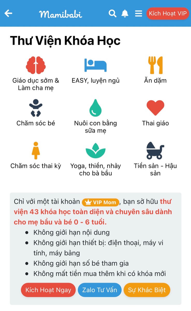 KHI SO SÁNH GIÁ CẢ, BẠN ĐỪNG CHỈ NHÌN VÀO SỐ TIỀN NHÉ!

Hôm nay mẹ Linh Lan ở TPHCM nhắn tin cho mình là bạn ấy tiếc quá vì không biết tới Mamibabi sớm hơn. Trước đây bạn đã từng mua khoá học thai giáo của bên khác với giá 600K, nhưng chỉ xem được 9 tháng 10 ngày, và chỉ xem được thai giáo, không có các nội dung về sau sinh và nuôi dạy con. 

Khi biết tới Mamibabi, bạn ấy đã quyết định mua gói trọn đời vì thấy giá 899K mà xem được rất nhiều nội dung, và xem cả đời, không bị giới hạn thời gian, tính ra “hời” hơn nhiều. 

Mình muốn chia sẻ một chút, đó là hiện nay có nhiều khoá học thai giáo trên thị trường, các mẹ nên so sánh giá cả và nội dung giữa các bên. Tuy nhiên, khi so sánh giá, không nên chỉ nhìn vào số tiền, mà nên nhìn vào 2 yếu tố nữa, đó là THỜI GIAN sử dụng và NỘI DUNG được xem.

Nếu so sánh 600K và 899K thì 600K ít hơn, nhưng ít hơn chưa chắc đã rẻ hơn vì 600K chỉ xem được 9 tháng 10 ngày, còn 899K xem được trọn đời. 600K chỉ học được thai giáo, còn 899K học được thai giáo, sau sinh, nuôi dạy con, ăn dặm… Vì vậy, mình hy vọng các mẹ có thể dành thời gian tìm hiểu kỹ một chút trước khi mua để chọn được khoá học phù hợp và tiết kiệm nhất. 

Hiện tại, trong lĩnh vực thai giáo, Mamibabi là đơn vị duy nhất có gói trọn đời, tức là mẹ chỉ cần trả tiền 1 lần duy nhất để xem trọn đời hàng ngàn nội dung sau: 

- Hơn 3000 hoạt động thai giáo giúp mẹ vui bé khỏe https://mamibabi.com.vn/vip/info?mode=1
- Hơn 1000 bản nhạc thai giáo và karaoke thai giáo
- Hơn 1000 bài thơ và câu truyện thai giáo tiếng Anh, tiếng Việt, Ehon, audio
- Hơn 500 hoạt động giáo dục sớm cho bé từ 0 - 6 tuổi
- Hơn 300 món ăn dặm cho bé từ 6 tháng đến 2 tuổi  
- Thực đơn 280 ngày mang thai cho mẹ bầu  
- 43 khóa học toàn diện và chuyên sâu dành cho mẹ bầu và bé 0 - 6 tuổi: https://mamibabi.com.vn/khoa-hoc