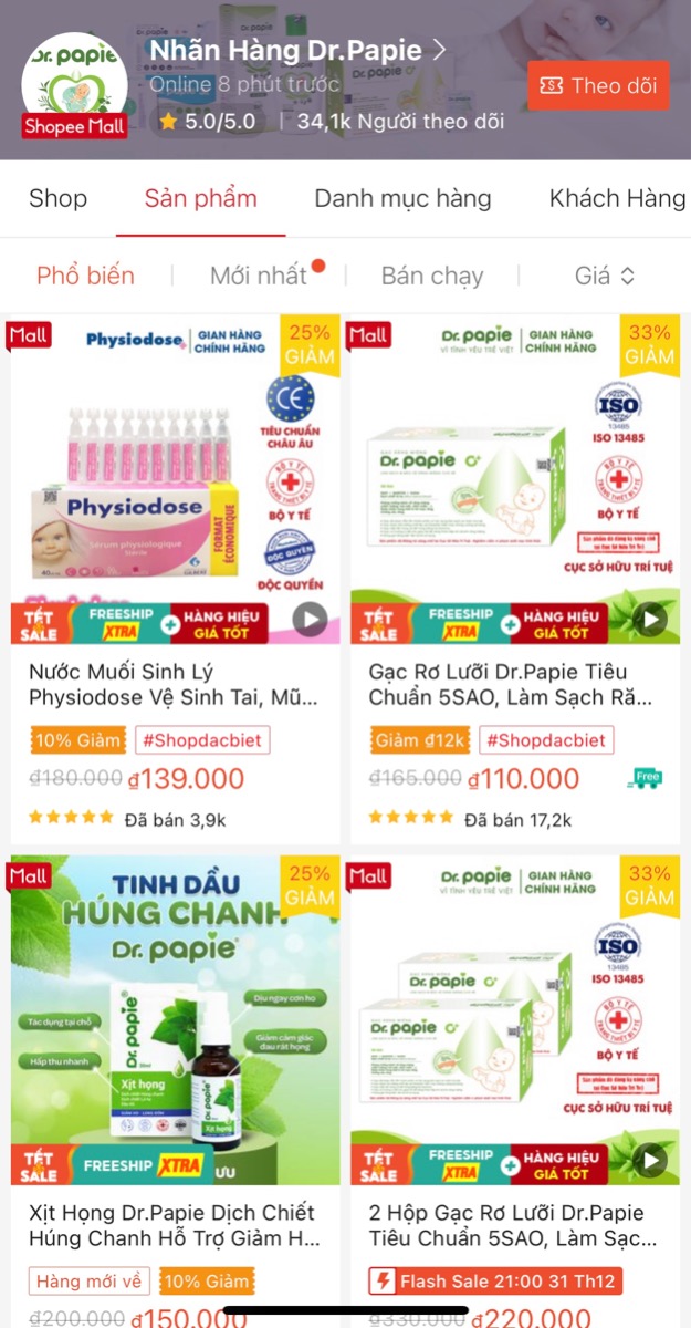 DEAL HOT NGÀY CUỐI NĂM: GIẢM TỚI 33% CÁC SẢN PHẨM CHĂM SÓC BÉ TỪ DR. PAPIE

Mẹ có thể mua ngay tại https://shorten.asia/nF9hWUTK

Giảm giá 50% dung dịch nước muối biển https://shorten.asia/qCe82dgt

Giảm giá 33% gạc rơ lưỡi cho bé https://shorten.asia/xzsXWcXF

Giảm giá 31% kem bôi chống hăm https://shorten.asia/qR5FT7UU

Giảm giá 25% nước muối sinh lý https://shorten.asia/QRra9sAS

Giảm giá 25% nước tắm thảo dược https://shorten.asia/fs9csmXq

Giảm giá 25% khăn lau hạ sốt https://shorten.asia/t8KXdVCW