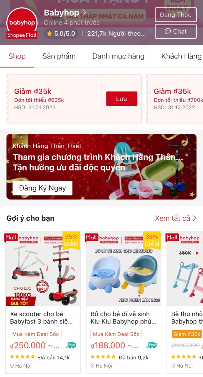 DEAL HOT HÔM NAY 21/12: GIẢM GIÁ TỚI 50% CÁC SẢN PHẨM CỦA BABYHOP
 
Kèm theo mã giảm giá 30K, 35K, 6%...
 
Mẹ có thể xem ngay các sản phẩm đang giảm giá sâu tại đây https://shorten.asia/ERz6sZBE
 
Giảm giá 50% chậu tắm gấp gọn cho bé 0 – 6 tuổi https://shorten.asia/j7516kqX
 
Giảm giá 50% ghế bậc thang đa năng cho bé https://shorten.asia/cSExH1yG
 
Giảm giá 50% thìa mềm báo nóng cho bé ăn dặm https://shorten.asia/gyWUSkag
 
Giảm giá 36% bệ thu nhỏ bồn cầu cho bé từ 2 tuổi https://shorten.asia/2jGGSRmV