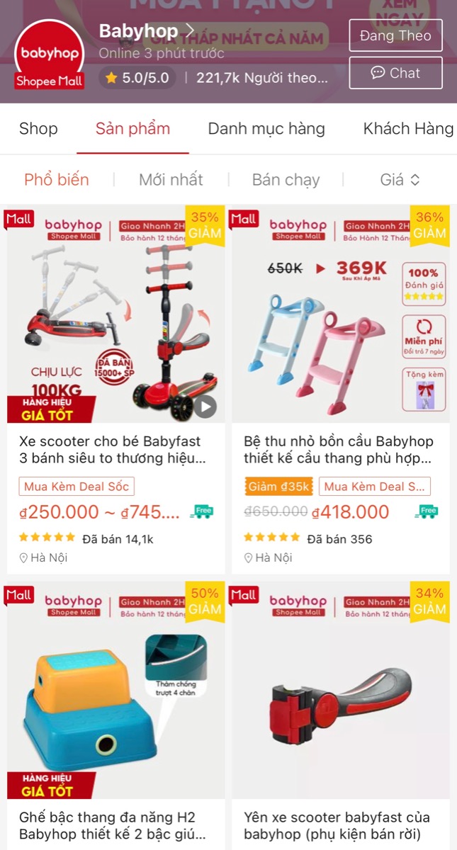 DEAL HOT HÔM NAY 21/12: GIẢM GIÁ TỚI 50% CÁC SẢN PHẨM CỦA BABYHOP
 
Kèm theo mã giảm giá 30K, 35K, 6%...
 
Mẹ có thể xem ngay các sản phẩm đang giảm giá sâu tại đây https://shorten.asia/ERz6sZBE
 
Giảm giá 50% chậu tắm gấp gọn cho bé 0 – 6 tuổi https://shorten.asia/j7516kqX
 
Giảm giá 50% ghế bậc thang đa năng cho bé https://shorten.asia/cSExH1yG
 
Giảm giá 50% thìa mềm báo nóng cho bé ăn dặm https://shorten.asia/gyWUSkag
 
Giảm giá 36% bệ thu nhỏ bồn cầu cho bé từ 2 tuổi https://shorten.asia/2jGGSRmV