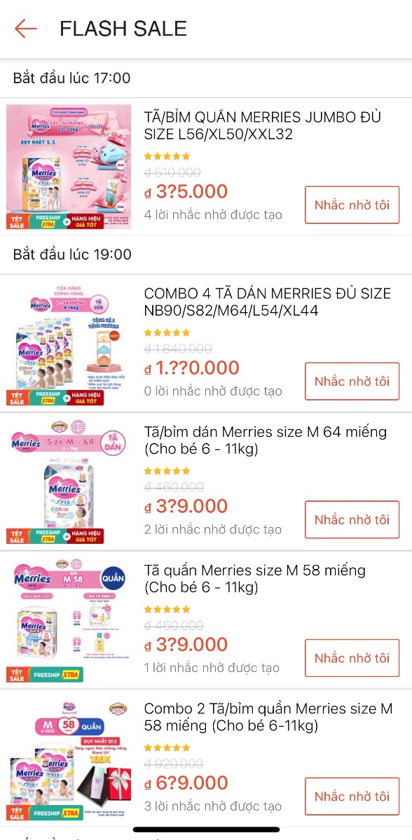 SIÊU GIẢM GIÁ – CỰC NHIỀU QUÀ TỪ TÃ BỈM MERRIES 

Giảm giá 50% combo 6 tã quần Merries Sakura đủ size M33/L27/XL24 https://shorten.asia/dJdh1UZn  

Giảm giá 26, 27, 28% các sản phẩm tã bỉm khác từ Merries https://shorten.asia/BFfyYcN2 

>>> Vô số quà tặng cho các bé 
>>> Mã giảm thêm 20K, 70K
>>> Các khung giờ Flash Sale giá sốc lúc 17h, 19h… 

Vì số lượng quà tặng và thời gian khuyến mại có hạn nên các mẹ hãy nhanh tay đặt ngay cho bé nhé!