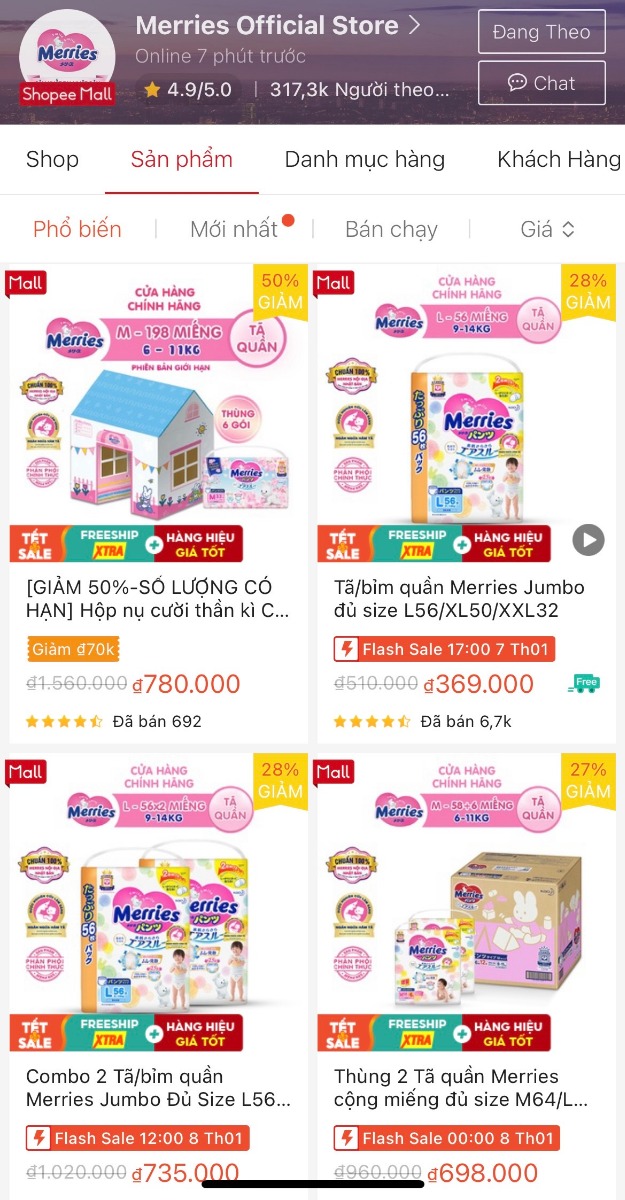 SIÊU GIẢM GIÁ – CỰC NHIỀU QUÀ TỪ TÃ BỈM MERRIES 

Giảm giá 50% combo 6 tã quần Merries Sakura đủ size M33/L27/XL24 https://shorten.asia/dJdh1UZn  

Giảm giá 26, 27, 28% các sản phẩm tã bỉm khác từ Merries https://shorten.asia/BFfyYcN2 

>>> Vô số quà tặng cho các bé 
>>> Mã giảm thêm 20K, 70K
>>> Các khung giờ Flash Sale giá sốc lúc 17h, 19h… 

Vì số lượng quà tặng và thời gian khuyến mại có hạn nên các mẹ hãy nhanh tay đặt ngay cho bé nhé!