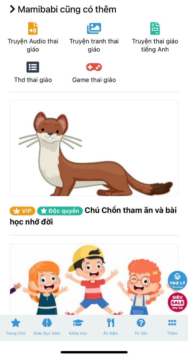 MUA GÓI VIP MOM ĐƯỢC GÌ NGOÀI TƯ VẤN? 

Mẹ N.B.A hỏi: “Em thấy các mẹ VIP hay không VIP thì hỏi đều được trả lời tư vấn cả mà. Thế thì mua tài khoản VIP làm gì cho tốn tiền?”

Mamibabi xin phép được trả lời như sau để mẹ N.B.A và nhiều mẹ khác có thêm thông tin ạ: 

- Về việc mẹ VIP hay không VIP thì khi hỏi đều được Mamibabi trả lời: Điều này đúng ạ, Mamibabi luôn nỗ lực để trả lời tất cả các mẹ, dù là có trả tiền hay không trả tiền, dù là VIP hay không.

- Về việc mẹ VIP trả tiền để làm gì: VIP Mom ngoài việc được tư vấn sẽ xem được rất nhiều nội dung như sau: 
• Hơn 3000 hoạt động thai giáo giúp mẹ vui bé khỏe https://mamibabi.com.vn/vip/info?mode=1
• Hơn 1000 bản nhạc thai giáo và karaoke thai giáo
• Hơn 1000 bài thơ và câu truyện thai giáo tiếng Anh, tiếng Việt, Ehon, audio
• Hơn 500 hoạt động giáo dục sớm cho bé từ 0 - 6 tuổi
• Hơn 300 món ăn dặm cho bé từ 6 tháng đến 2 tuổi  
• Thực đơn 280 ngày mang thai cho mẹ bầu  
• 44 khóa học toàn diện và chuyên sâu dành cho mẹ bầu và bé 0 - 6 tuổi: https://mamibabi.com.vn/khoa-hoc
 
Để hiểu rõ hơn mẹ có thể vào mục Truyện thai giáo tại link https://mamibabi.com.vn/newscategory/15/truyen-thai-giao 

Tại đây mẹ sẽ thấy rất nhiều bài viết gắn thẻ màu cam có chữ VIP. Đây đều là các nội dung chỉ dành riêng cho VIP Mom, chỉ VIP Mom mới có thể xem được.

Hiện tại Mamibabi là khoá học thai giáo và giáo dục sớm có giá ưu đãi nhất tại Việt Nam. Giá sau khi giảm chỉ còn 449,000đ để xem trong 1 năm; và 899,000đ để xem trọn đời. Rất nhiều mẹ đã mua gói trọn đời và sau một thời gian sử dụng kết luận là “đáng đồng tiền bát gạo” vì chi phí thấp mà nội dung lại rất nhiều, dùng được ngay cả khi đẻ bé thứ 2, 3; không hề "tốn tiền" đâu ạ. 

Mamibabi là ứng dụng thai giáo hàng đầu được sáng lập bởi chuyên gia thai giáo Phạm Ngọc Thắng, tác giả cuốn sách “Rủ chồng thai giáo”. Mamibabi đã được lựa chọn bởi các mẹ bầu Việt Nam đang sinh sống không chỉ trong nước mà tại nhiều quốc gia khác trên thế giới.