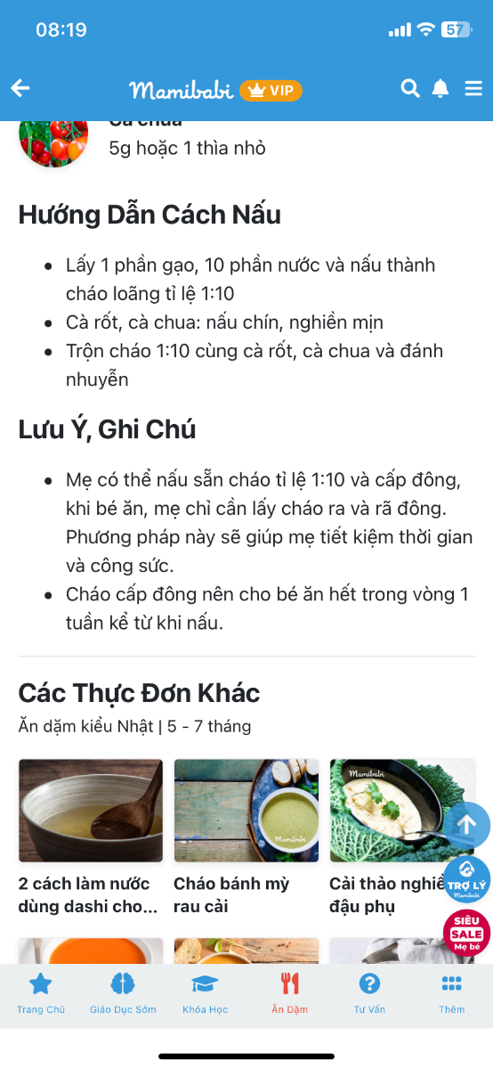 Em muốn hỏi về vấn đề cấp đông cháo của bé. Tại gần đây có thông tin trên mạng và tivi là không nên cấp đông tinh bột ạ.