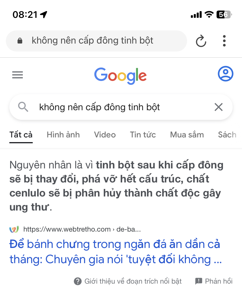 Em muốn hỏi về vấn đề cấp đông cháo của bé. Tại gần đây có thông tin trên mạng và tivi là không nên cấp đông tinh bột ạ.