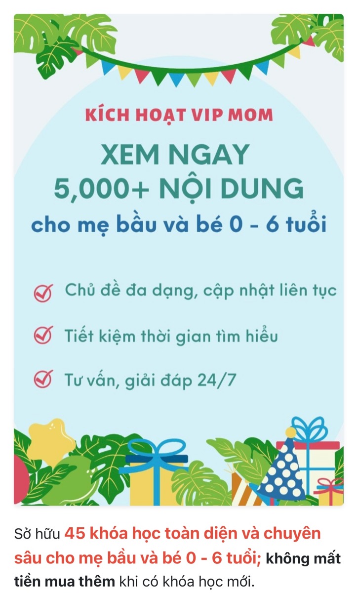 2 LƯU Ý KHI CHUYỂN TIỀN MUA TÀI KHOẢN VIP MOM MAMIBABI

1. GHI ĐÚNG SỐ ĐIỆN THOẠI TRONG NỘI DUNG

Khi chuyển tiền các mom vui lòng ghi đúng số điện thoại trong phần nội dung. Nhờ có số điện thoại này, hệ thống Mibabi sẽ tự động kích hoạt tài khoản VIP Mom trong vòng 10 giây và mom sẽ sử dụng được luôn.

2. VUI LÒNG CHỜ 3 PHÚT NẾU CHƯA ĐƯỢC KÍCH HOẠT

Sau khi mom chuyển khoản và đã ghi đúng số điện thoại trong nội dung nhưng tài khoản vẫn chưa được kích hoạt, vui lòng chờ thêm 3 phút bởi tiền qua ngân hàng có thể đến chậm một chút. 

Sau 3 phút, mom vui lòng kiểm tra lại tài khoản VIP Mom của mình. Nếu tài khoản vẫn chưa được kích hoạt, mom vui lòng liên hệ số 0908303699 để được hỗ trợ kích hoạt trực tiếp.

Mamibabi rất vinh dự được phục vụ và đồng hành cùng các mom trong suốt 5 năm qua! 
____________________________________
Mamibabi là ứng dụng thai giáo và giáo dục sớm duy nhất tại Việt Nam:
• Được sáng lập bởi chuyên gia thai giáo Phạm Ngọc Thắng, tác giả cuốn sách “Rủ chồng thai giáo”
• Được xây dựng theo hướng “1 tài khoản – ngàn nội dung”, bạn chỉ cần mua tài khoản VIP Mom 1 lần duy nhất để đọc hàng ngàn nội dung về nuôi dạy con. 

- Hơn 3000 hoạt động thai giáo giúp mẹ vui bé khỏe https://mamibabi.com.vn/vip/info?mode=1
- Hơn 1000 bản nhạc thai giáo và karaoke thai giáo
- Hơn 1000 bài thơ và câu truyện thai giáo tiếng Anh, tiếng Việt, Ehon, audio
- Hơn 500 hoạt động giáo dục sớm cho bé từ 0 - 6 tuổi
- Hơn 300 món ăn dặm cho bé từ 6 tháng đến 2 tuổi  
- Thực đơn 280 ngày mang thai cho mẹ bầu  
- 45 khóa học toàn diện và chuyên sâu dành cho mẹ bầu và bé 0 - 6 tuổi: https://mamibabi.com.vn/khoa-hoc