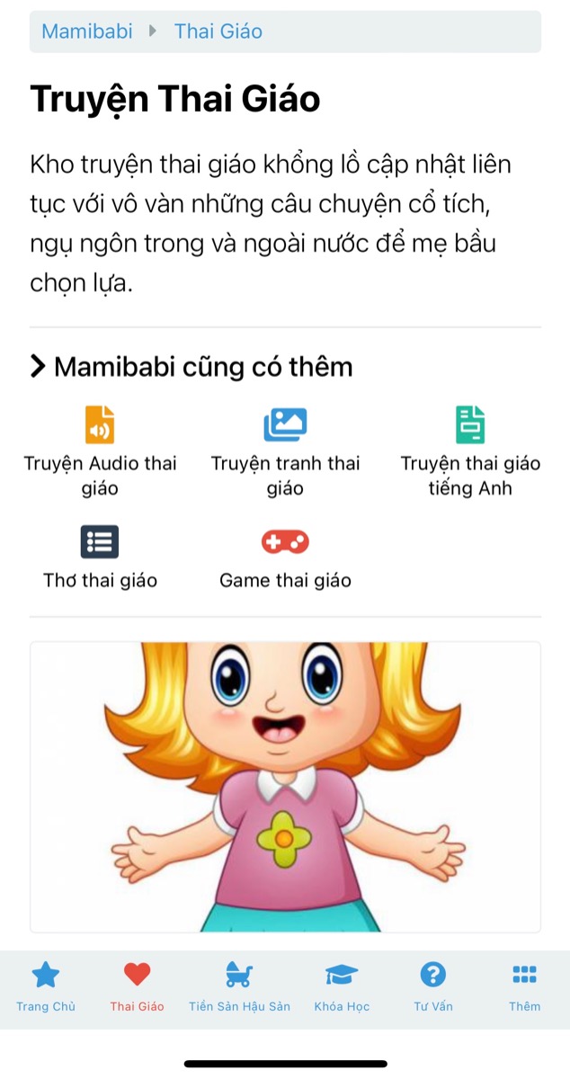 CUỐI TUẦN RỒI, MẸ THÍCH HỌC HAY THÍCH ĐỌC?

Chỉ với 1 tài khoản VIP Mom duy nhất, mẹ có thể học 56 khoá học và đọc hàng ngàn nội dung từ Mamibabi: 

- 56 khóa học toàn diện và chuyên sâu dành cho mẹ bầu và bé 0 - 6 tuổi: https://mamibabi.com.vn/khoa-hoc
- Hơn 3000 hoạt động thai giáo giúp mẹ vui bé khỏe https:// mamibabi.com.vn/vip/info?mode=1
- Hơn 1000 bản nhạc thai giáo và karaoke thai giáo
- Hơn 1000 bài thơ và câu truyện thai giáo tiếng Anh, tiếng Việt, Ehon, audio
- Hơn 500 hoạt động giáo dục sớm cho bé từ 0 - 6 tuổi
- Hơn 300 món ăn dặm cho bé từ 6 tháng đến 2 tuổi  
- Thực đơn 280 ngày mang thai cho mẹ bầu  

Mamibabi thấu hiểu sự bận rộn của các mẹ, vì vậy thông tin được xây dựng theo mô hình “khoá học ngắn”, giúp các mẹ tiết kiệm được nhiều thời gian, tiền bạc và thực hành được ngay sau khi học. 
____________________________________
Mamibabi là ứng dụng thai giáo và giáo dục sớm duy nhất tại Việt Nam:
• Được sáng lập bởi chuyên gia thai giáo Phạm Ngọc Thắng, tác giả cuốn sách “Rủ chồng thai giáo”
• Được xây dựng theo hướng “1 tài khoản – ngàn nội dung”, bạn chỉ cần mua tài khoản VIP Mom 1 lần duy nhất để đọc hàng ngàn nội dung về nuôi dạy con.