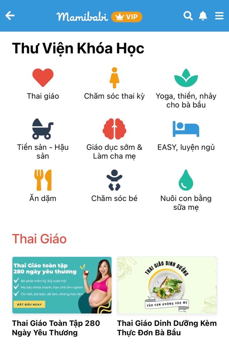 CUỐI TUẦN RỒI, MẸ THÍCH HỌC HAY THÍCH ĐỌC?

Chỉ với 1 tài khoản VIP Mom duy nhất, mẹ có thể học 56 khoá học và đọc hàng ngàn nội dung từ Mamibabi: 

- 56 khóa học toàn diện và chuyên sâu dành cho mẹ bầu và bé 0 - 6 tuổi: https://mamibabi.com.vn/khoa-hoc
- Hơn 3000 hoạt động thai giáo giúp mẹ vui bé khỏe https:// mamibabi.com.vn/vip/info?mode=1
- Hơn 1000 bản nhạc thai giáo và karaoke thai giáo
- Hơn 1000 bài thơ và câu truyện thai giáo tiếng Anh, tiếng Việt, Ehon, audio
- Hơn 500 hoạt động giáo dục sớm cho bé từ 0 - 6 tuổi
- Hơn 300 món ăn dặm cho bé từ 6 tháng đến 2 tuổi  
- Thực đơn 280 ngày mang thai cho mẹ bầu  

Mamibabi thấu hiểu sự bận rộn của các mẹ, vì vậy thông tin được xây dựng theo mô hình “khoá học ngắn”, giúp các mẹ tiết kiệm được nhiều thời gian, tiền bạc và thực hành được ngay sau khi học. 
____________________________________
Mamibabi là ứng dụng thai giáo và giáo dục sớm duy nhất tại Việt Nam:
• Được sáng lập bởi chuyên gia thai giáo Phạm Ngọc Thắng, tác giả cuốn sách “Rủ chồng thai giáo”
• Được xây dựng theo hướng “1 tài khoản – ngàn nội dung”, bạn chỉ cần mua tài khoản VIP Mom 1 lần duy nhất để đọc hàng ngàn nội dung về nuôi dạy con.