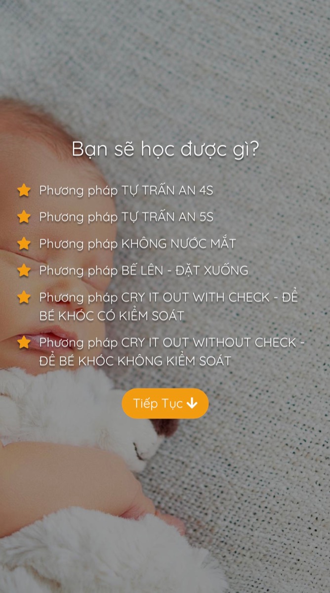 2 KHOÁ HỌC NGẮN MẸ NÊN HỌC NHẤT KHI CHĂM BÉ SƠ SINH

Đó là “Luyện ngủ” và “EASY”.

Trong đó, khoá học Luyện ngủ là các phương pháp cơ bản giúp bé có thể tự ngủ, không cần bế ẵm, không cần đung đưa, vào giấc tốt, chuyển giấc tốt, chất lượng giấc ngủ đảm bảo, từ đó giúp việc ăn và vận động của bé cũng tốt hơn. Mẹ có thể xem các phương pháp luyện ngủ tại đây https://mamibabi.com.vn/interact/luyenngu

Khoá học ngắn EASY là nếp sinh hoạt cho bé theo từng tháng tuổi gồm ngủ - chơi - ăn, giúp bé ăn ngon, ngủ tốt, chơi vui, đảm bảo sự phát triển về thể chất, tinh thần, cảm xúc. Mẹ có thể xem khoá học EASY tại đây https://mamibabi.com.vn/interact/easy

Trong quá trình thực hành luyện ngủ và EASY cho con, nếu có gì thắc mắc, mẹ hãy đặt câu hỏi tại mục Tư vấn để Mamibabi hỗ trợ mẹ nhé https://mamibabi.com.vn/community

Luyện ngủ và EASY chỉ là 2 trong số 56 khoá học ngắn tại Mamibabi về mang thai và nuôi con. Chỉ cần mua 1 tài khoản VIP Mom, mẹ có thể xem được toàn bộ 56 khoá trên cùng hàng ngàn nội dung sau: 

- Bảng theo dõi cân nặng 40 tuần cho mẹ https://mamibabi.com.vn/special/pregnancy_weight_gain
- Bảng theo dõi cân nặng 40 tuần cho bé https://mamibabi.com.vn/news/95/can-nang-va-chieu-dai-thai-nhi-theo-chuan-who-2021
- Đếm cử động thai mỗi ngày https://mamibabi.com.vn/baby/yogakick
- Hơn 3000 hoạt động thai giáo giúp mẹ vui bé khỏe https://mamibabi.com.vn/vip/info?mode=1
- Hơn 1000 bản nhạc thai giáo và karaoke thai giáo https://mamibabi.com.vn/nhac-thai-giao
- Hơn 1000 bài thơ và câu truyện thai giáo tiếng Anh, tiếng Việt, Ehon, audio https://mamibabi.com.vn/newscategory/15/truyen-thai-giao
- Hơn 500 hoạt động giáo dục sớm cho bé từ 0 - 6 tuổi https://mamibabi.com.vn/khoa-hoc#gds
- Hơn 300 món ăn dặm cho bé https://mamibabi.com.vn/an-dam
- Thực đơn 280 ngày mang thai cho mẹ bầu https://mamibabi.com.vn/thai-giao-dinh-duong
