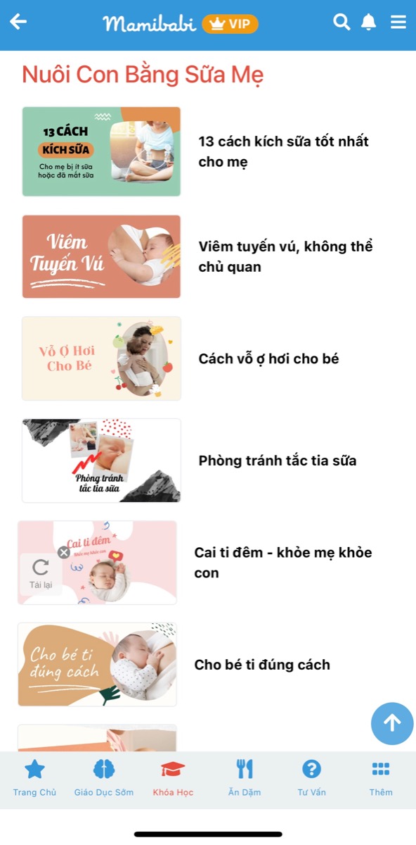 MẸ LƯU Ý 6 ĐIỀU DƯỚI ĐÂY ĐỂ NUÔI CON BẰNG SỮA MẸ DỄ DÀNG HƠN NHÉ! 

- 13 cách giúp mẹ kích được nhiều sữa cho bé https://mamibabi.com.vn/interact/kichsua

- Cần cho bé bú đúng tư thế để tránh sặc sữa, tránh bé nuốt nhiều không khí dẫn tới đầy hơi 
https://mamibabi.com.vn/interact/chobetidungcach

- Cần cho bé bú đúng khớp để bé bú được nhiều sữa, tránh tuột ti và mẹ tránh bị nứt cổ gà, đau đầu ti https://mamibabi.com.vn/video/play?id=45

- Vỗ ợ hơi kỹ cho bé sau khi cho bé bú https://mamibabi.com.vn/interact/voohoi

- Cho bé sinh hoạt theo trình tự ăn - chơi - ngủ vào các cữ ngày, không cho bé bú vặt, bú lắt nhắt nhiều lần 

- Sau khi bé bú xong, mẹ nên dùng tay vắt kiệt sữa để tránh sữa đọng lại gây tắc tia sữa https://mamibabi.com.vn/interact/cachvatsuabangtay 

Trên đây chỉ là một số khoá học trong tổng số 56 khoá học ngắn về mang thai và nuôi con tại Mamibabi. Mẹ chỉ cần mua tài khoản VIP Mom 1 lần duy nhất để học được cả 56 khoá trên cùng với:

- Hơn 500 hoạt động giáo dục sớm cho bé từ 0 - 6 tuổi https://mamibabi.com.vn/khoa-hoc#gds
- Hơn 300 món ăn dặm cho bé https://mamibabi.com.vn/an-dam
- Thực đơn 280 ngày mang thai cho mẹ bầu https://mamibabi.com.vn/thai-giao-dinh-duong
- Được tư vấn mọi vấn đề về mang thai và nuôi con https://mamibabi.com.vn/community
- 56 khoá học mang thai và nuôi con https://mamibabi.com.vn/khoa-hoc
- Hơn 1000 bài thơ và câu truyện tiếng Anh, tiếng Việt, Ehon, audio https://mamibabi.com.vn/newscategory/15/truyen-thai-giao
- Bảng theo dõi cân nặng 40 tuần cho mẹ https://mamibabi.com.vn/special/pregnancy_weight_gain
- Bảng theo dõi cân nặng 40 tuần cho bé https://mamibabi.com.vn/news/95/can-nang-va-chieu-dai-thai-nhi-theo-chuan-who-2021
- Đếm cử động thai mỗi ngày https://mamibabi.com.vn/baby/yogakick
- Hơn 3000 hoạt động thai giáo giúp mẹ vui bé khỏe https://mamibabi.com.vn/vip/info?mode=1
- Hơn 1000 bản nhạc thai giáo và karaoke thai giáo https://mamibabi.com.vn/nhac-thai-giao