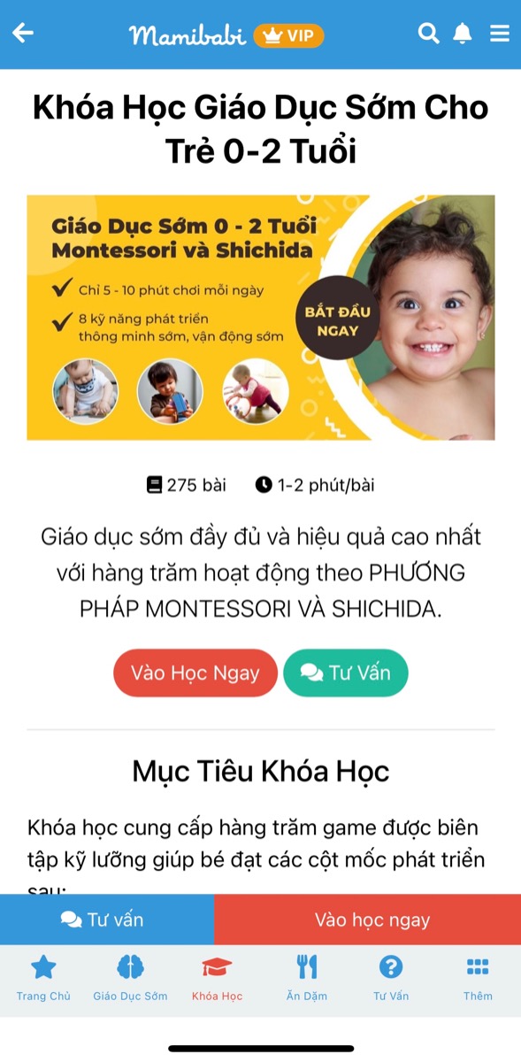 NÊN CHO BÉ SƠ SINH CHƠI GÌ ĐỂ BÉ NGỦ NGON VÀ PHÁT TRIỂN TỐT NHẤT? 

Nếp sinh hoạt mỗi ngày của bé sơ sinh xoay quanh 3 hoạt động ăn - chơi - ngủ. Vận động tốt sẽ giúp bé đủ mệt để có giấc ngủ ngon, những bữa ăn hiệu quả, cũng như phát triển vận động và trí não tốt nhất. 

Tuy nhiên nhiều mẹ không biết nên cho bé sơ sinh chơi gì để đảm bảo an toàn và dễ dàng thực hiện. Vậy mẹ hãy tham khảo khoá học “Giáo dục sớm cho trẻ 0-2 tuổi” của Mamibabi nhé. 275 bài học ngắn đã được thiết kế theo từng tháng tuổi của bé. Mẹ có thể xem chi tiết tại đây https://mamibabi.com.vn/coursev2/2/khoa-hoc-giao-duc-som-cho-tre-0-2-tuoi

Ngay tại giao diện chính của Mamibabi cũng có sẵn biểu tượng “Giáo dục sớm”. Mẹ có thể bấm vào đó để xem các bài học phù hợp với bé nhé.

Chỉ với một tài khoản VIP Mom duy nhất mẹ có thể xem được khoá học “Giáo dục sớm cho trẻ 0-2 tuổi” cùng 55 khoá học khác về mang thai và nuôi con https://mamibabi.com.vn/khoa-hoc