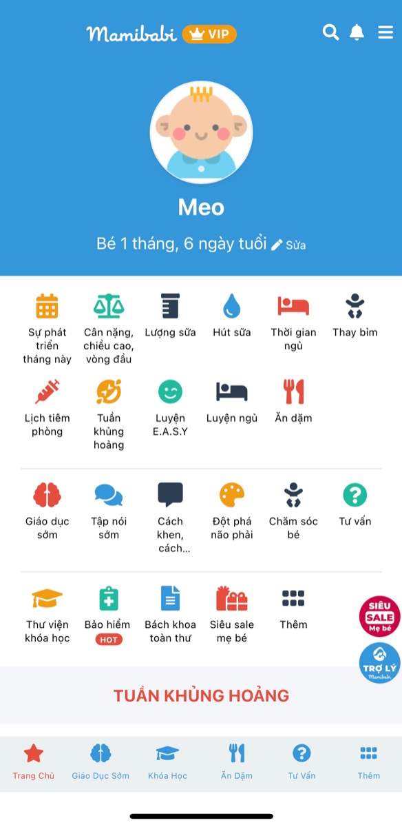 TRẢI NGHIỆM HƠN 20 TÍNH NĂNG VÀ KHOÁ HỌC TẠI MAMIBABI 

# Giá tốt nhất tại Việt Nam hiện tại: tối đa chỉ 899,000 đồng
# Mẹ được tư vấn, hỗ trợ trong suốt quá trình sử dụng

Nhiều mẹ hẳn đã nhận ra Mamibabi đã thay đổi giao diện thời gian gần đây phải không ạ? Mục đích của việc này là để màn hình chính của các mẹ hiển thị nhiều nội dung hơn, giúp mẹ tìm kiếm thông tin dễ hơn.

Mamibabi có 2 giao diện dành riêng cho mẹ đang mang bầu và mẹ đã sinh. Với các mẹ đã có tài khoản “VIP Mom trọn đời”, mẹ có thể sử dụng 100% tính năng và học 100% khoá học trong thời gian trọn đời. Mẹ có thể dùng đi dùng lại nhiều lần, học đi học lại nhiều lần, không giới hạn thời gian. 

- Với tính năng: Mẹ sẽ thấy hiển thị ngay tại màn hình chính của mình như trong ảnh chụp dưới đây

- Với khoá học: Mẹ có thể học ngay 56 khoá học ngắn tại đây https://mamibabi.com.vn/khoa-hoc

>>> VỚI MẸ BẦU: Màn hình sẽ hiển thị:
1. Thai giáo
2. Sự phát triển của thai tuần này
3. Dinh dưỡng
4. Tư vấn
5. Thư viện khoá học
6. Lịch khám thai, siêu âm, xét nghiệm
7. Yoga - Thiền - Nhảy hiện đại
8. Tiền sản - Hậu sản
9. Đặt tên cho bé
10. Nên - Không nên khi mang bầu
11. Đồ sơ sinh đầy đủ
12. Danh sách đồ đi sinh
13. Đếm cử động thai
14. Siêu sale sản phẩm mẹ và bé
15. Bảo hiểm
16. Bách khoa toàn thư 

>>> VỚI MẸ SAU SINH: Màn hình sẽ hiển thị:
1. Sự phát triển tháng này của bé
2. Theo dõi cân nặng, chiều cao, vòng đầu của bé 
3. Lượng sữa của bé
4. Hút sữa cho bé
5. Thời gian ngủ 
6. Thay bỉm
7. Lịch tiêm phòng
8. Tuần khủng hoảng
9. Lịch EASY
10. Luyện ngủ
11. Giáo dục sớm
12. Tập nói cho bé
13. Cách khen, cách mắng để bé nghe lời
14. Đột phá não phải
15. Cách chăm sóc bé
16. Tư vấn
17. Thư viện khoá học
18. Bảo hiểm 
19. Siêu sale
20. Bách khoa toàn thư
21. Thêm (mẹ bấm vào để xem được nhiều hơn)

Chi tiết quyền lợi VIP Mom mẹ có thể xem tại đây https://mamibabi.com.vn/vip/info?mode=9 

Mamibabi rất cảm ơn sự tin tưởng, ủng hộ của các mẹ, và rất mong sẽ tiếp tục được đồng hành cùng các mẹ trên hành trình làm mẹ sắp tới!