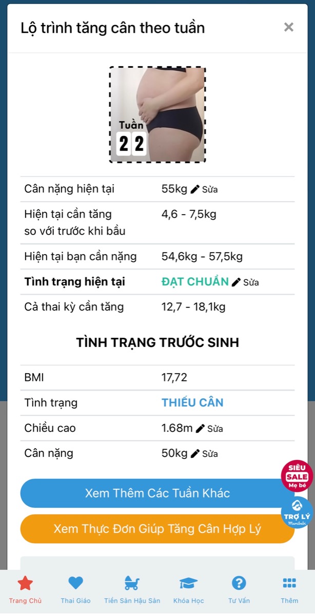 BẢNG CÂN NẶNG CỦA THAI NHI TRONG 40 TUẦN THAI

Mẹ xem chi tiết cân nặng thai nhi tại link https://mamibabi.com.vn/news/95/can-nang-va-chieu-dai-thai-nhi-theo-chuan-who-2020

Trước đây, nhiều người quan niệm rằng thai càng to càng tốt, càng to càng “dễ nuôi”. Tuy nhiên, đó là một quan niệm sai lầm. Thai nhi quá to mẹ sẽ khó đẻ, tiềm ẩn nhiều rủi ro đối với sức khoẻ cả mẹ và bé. Vì vậy ngày nay các bác sĩ sản khoa luôn yêu cầu mẹ bầu cần kiểm soát cân nặng tốt trong thai kỳ, không để tăng cân quá nhiều, không để thai nhi quá to.

Tại Việt Nam, Mamibabi là ứng dụng thai giáo duy nhất có đủ cả 2 chức năng theo dõi cân nặng cho mẹ bầu và thai nhi trong suốt 40 tuần thai. Chỉ với một tài khoản “VIP Mom trọn đời”, mẹ có thể sử dụng cả 2 chức năng đó cùng với:

Hơn 3000 hoạt động thai giáo giúp mẹ vui bé khỏe https://mamibabi.com.vn/vip/info?mode=1
- Hơn 1000 bản nhạc thai giáo và karaoke thai giáo https://mamibabi.com.vn/nhac-thai-giao
- Hơn 1000 bài thơ và câu truyện thai giáo tiếng Anh, tiếng Việt, Ehon, audio https://mamibabi.com.vn/newscategory/15/truyen-thai-giao
- Thực đơn 280 ngày mang thai cho mẹ bầu https://mamibabi.com.vn/thai-giao-dinh-duong
- 56 khoá học về mang thai và nuôi con https://mamibabi.com.vn/khoa-hoc
- Bảng theo dõi cân nặng 40 tuần cho mẹ https://mamibabi.com.vn/special/pregnancy_weight_gain
- Bảng theo dõi cân nặng 40 tuần cho bé https://mamibabi.com.vn/news/95/can-nang-va-chieu-dai-thai-nhi-theo-chuan-who-2021
- Đếm cử động thai mỗi ngày https://mamibabi.com.vn/baby/yogakick
- Được tư vấn 1:1 mọi vấn đề về mang thai và nuôi con https://mamibabi.com.vn/community 
- Hơn 500 hoạt động giáo dục sớm cho bé từ 0 - 6 tuổi https://mamibabi.com.vn/khoa-hoc#gds
- Hơn 300 món ăn dặm cho bé https://mamibabi.com.vn/an-dam
—————————————————————
Mamibabi là ứng dụng thai giáo và giáo dục sớm duy nhất tại Việt Nam:
• Được sáng lập bởi chuyên gia thai giáo Phạm Ngọc Thắng, tác giả cuốn sách “Rủ chồng thai giáo”
• Được xây dựng theo hướng “1 tài khoản – ngàn nội dung”, bạn chỉ cần mua tài khoản VIP Mom 1 lần duy nhất để đọc hàng ngàn nội dung về nuôi dạy con.
