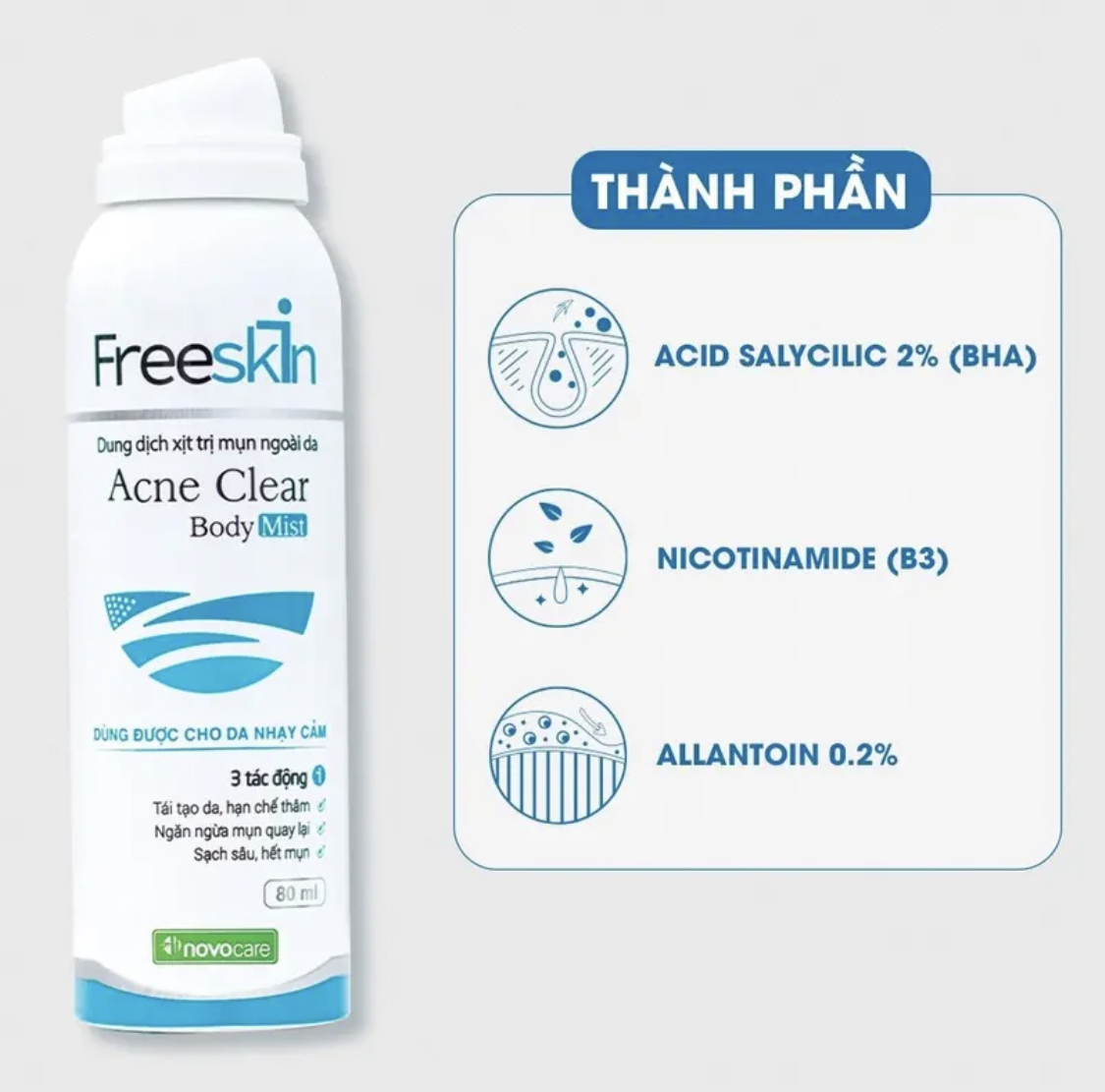 Mình bị mụn ở lưng và ngực khá nhiều, không biết có sử dụng được sản phẩm này ko ạ.