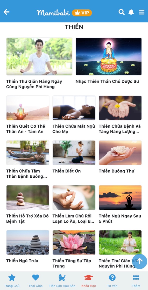 CÙNG MAMIBABI THIỀN MỖI NGÀY ĐỂ CON KHOẺ - MẸ VUI, ĐẨY LÙI MỆT MỎI

Thiền là việc mẹ nào cũng có thể làm được. Ngay cả với những mẹ đang phải nằm “treo chân” một chỗ dưỡng thai, mẹ cũng có thể thiền nằm.

Thiền mang lại vô vàn lợi ích về sức khoẻ, trí tuệ, tinh thần cho cả mẹ và bé yêu trong bụng. Bé sẽ được nhận những năng lượng bình an và tích cực nhất từ mẹ.

Mamibabi đã có sẵn 14 bài thiền cho mẹ bầu, mỗi ngày mẹ hãy dành ít nhất 5 phút ngồi thiền cùng con mẹ nhé. Chi tiết mẹ xem tại đây https://mamibabi.com.vn/khoa-hoc?mode=1&cate=8 

80+ nội dung về mang thai mẹ có thể xem tại đây https://mamibabi.com.vn/khoa-hoc?mode=1 
———————————————————
Mamibabi là ứng dụng thai giáo, luyện EASY và giáo dục sớm duy nhất tại Việt Nam được sáng lập bởi tác giả Phạm Ngọc Thắng – tác giả của cuốn sách “Rủ chồng thai giáo” với phương châm “chi phí tốt nhất – quyền lợi nhiều nhất”.

Mẹ chỉ cần mua tài khoản “VIP Mom trọn đời” một lần duy nhất để xem được 80+ nội dung về mang thai và 40+ nội dung về nuôi con. Chi tiết quyền lợi và cách đăng ký mẹ vui lòng xem tại đây https://mamibabi.com.vn/vip/info?mode=9