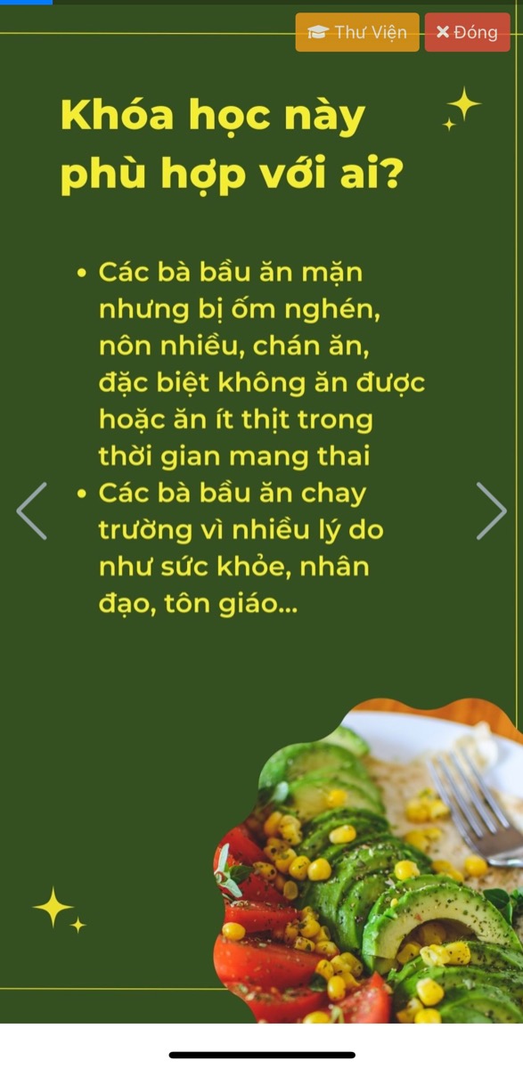 Nhiều mẹ bầu tâm sự với Mamibabi rằng từ khi có bầu không còn ăn ngon như trước, bị sợ mùi, sợ thịt cá, chỉ ăn được rau. Đa số các mẹ đều lo con sẽ thiếu chất. Mẹ đừng lo nhé, Mamibabi sẽ hướng dẫn mẹ chế độ ăn thuần thực vật - ăn chay mà vẫn đủ chất cho cả mẹ và con. Nội dung chi tiết mẹ vui lòng xem tại link https://mamibabi.com.vn/interact/anchayduchat

Hiện tượng ốm nghén thường xảy ra nhiều nhất ở 3 tháng đầu, nhưng sẽ giảm dần từ tháng thứ 4 trở đi. Nếu mẹ có thắc mắc gì về dinh dưỡng hãy gửi câu hỏi để Mamibabi trợ giúp mẹ tại mục Tư vấn Dinh dưỡng https://mamibabi.com.vn/community?g=4
—————————————————————

Mamibabi là ứng dụng thai giáo, luyện EASY và giáo dục sớm duy nhất tại Việt Nam được sáng lập bởi tác giả Phạm Ngọc Thắng – tác giả của cuốn sách “Rủ chồng thai giáo” với phương châm “chi phí tốt nhất – quyền lợi nhiều nhất”.

Mẹ chỉ cần mua tài khoản “VIP Mom trọn đời” một lần duy nhất để xem được 80+ nội dung về mang thai và 40+ nội dung về nuôi con https://mamibabi.com.vn/khoa-hoc

Chi tiết quyền lợi và cách đăng ký mẹ vui lòng xem tại đây https://mamibabi.com.vn/vip/info?mode=9